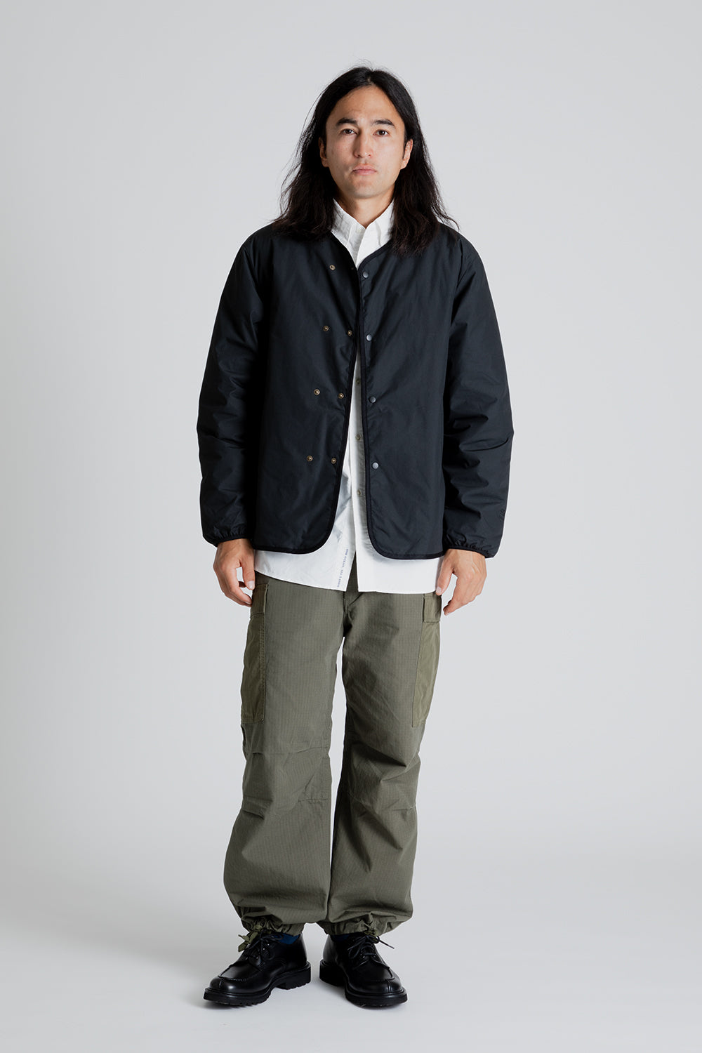 Nanamica Reversible Down Cardigan in Black