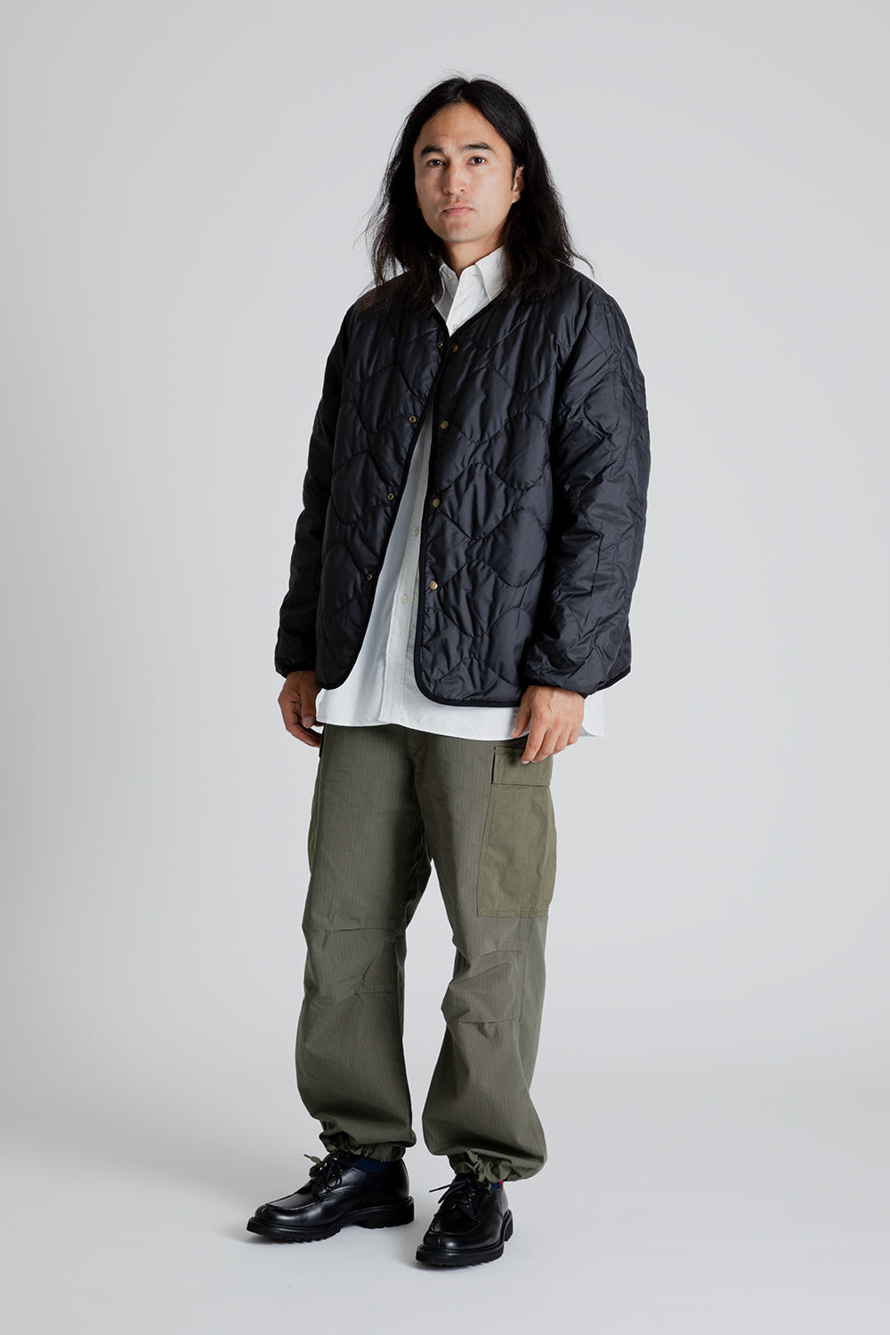 Nanamica Reversible Down Cardigan in Black