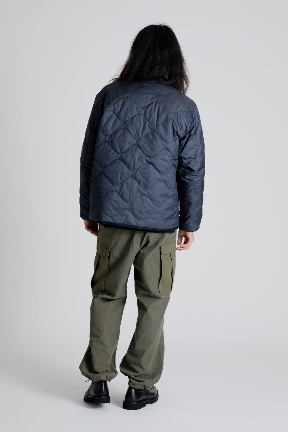 Nanamica Reversible Down Cardigan in Dark Navy