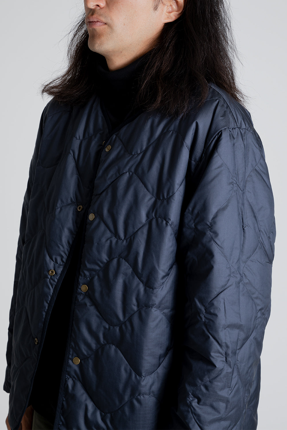 Nanamica Reversible Down Cardigan in Dark Navy
