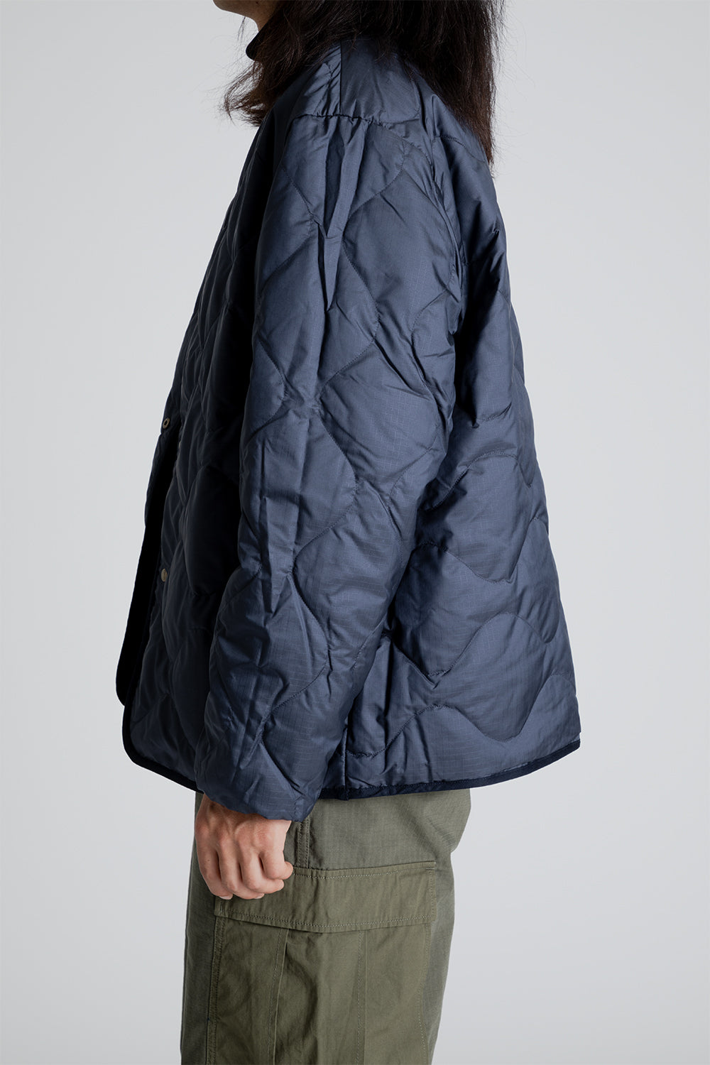 Nanamica Reversible Down Cardigan in Dark Navy