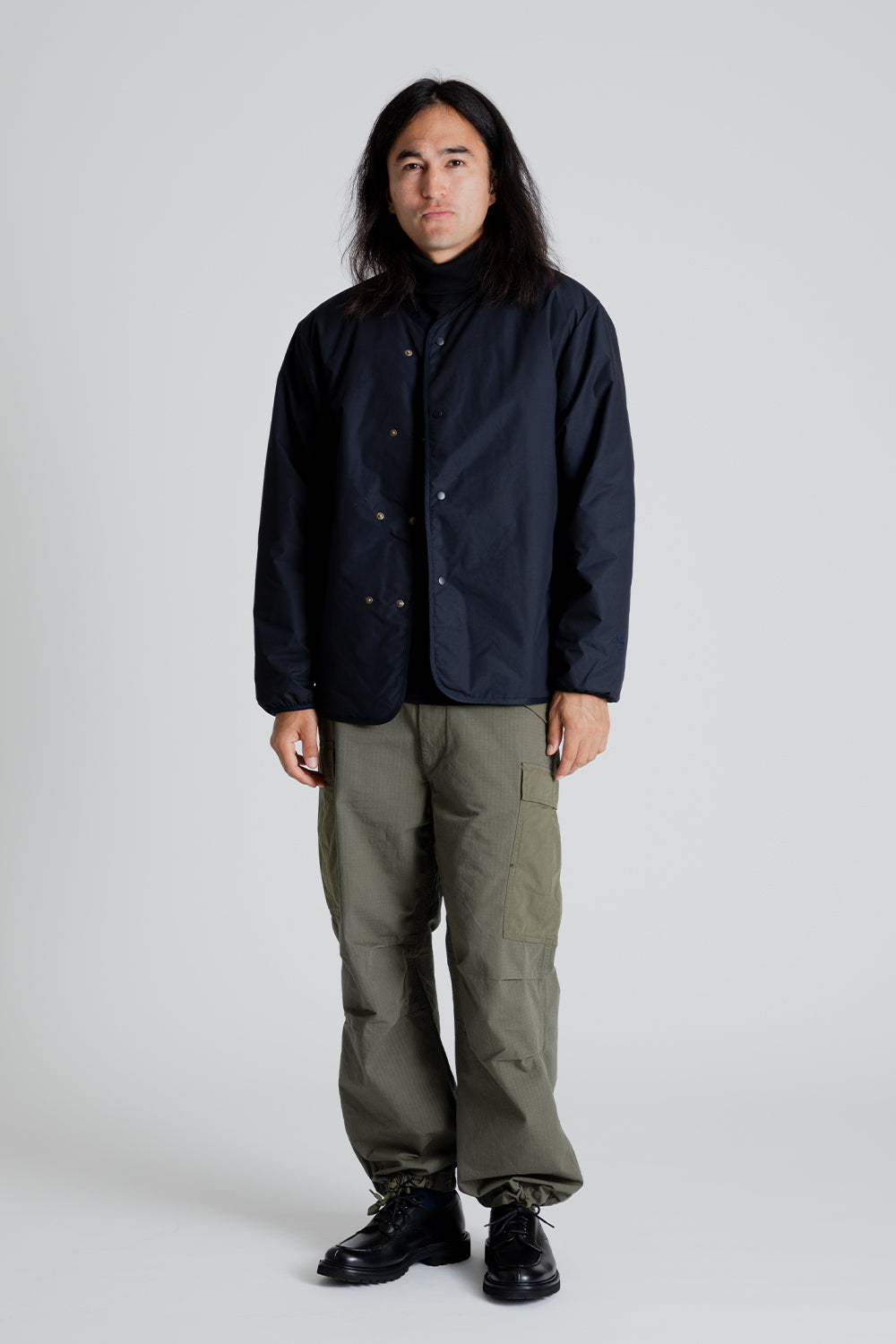 Nanamica Reversible Down Cardigan in Dark Navy