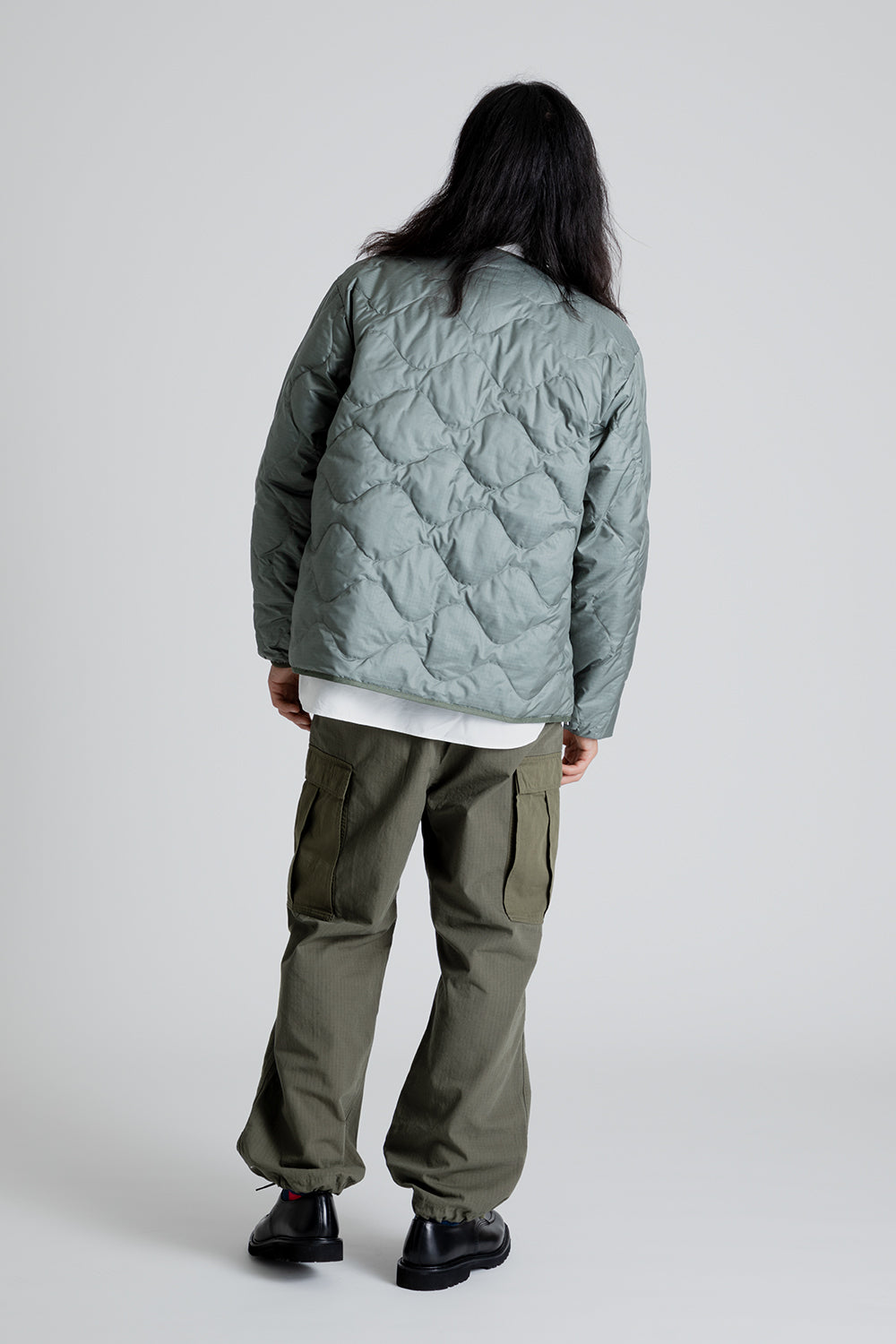 Nanamica Reversible Down Cardigan in Sage Green