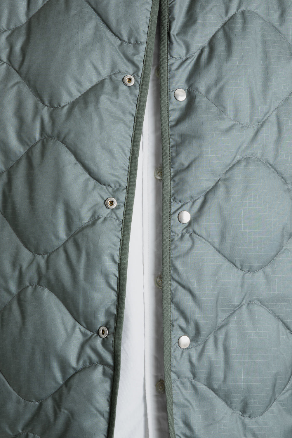 Nanamica Reversible Down Cardigan in Sage Green