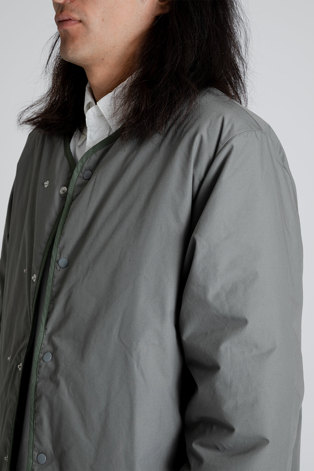 Nanamica Reversible Down Cardigan in Sage Green