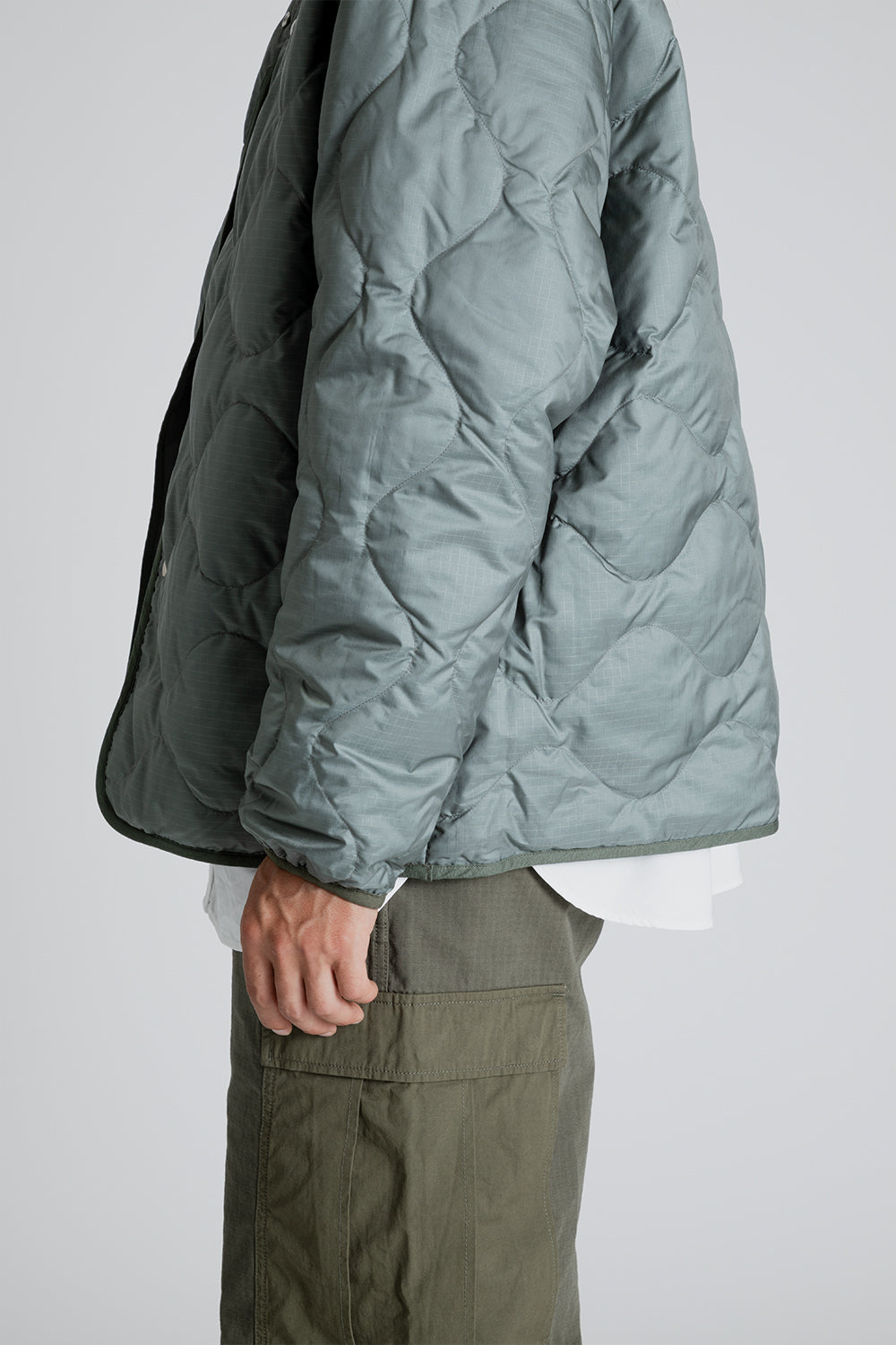 Nanamica Reversible Down Cardigan in Sage Green