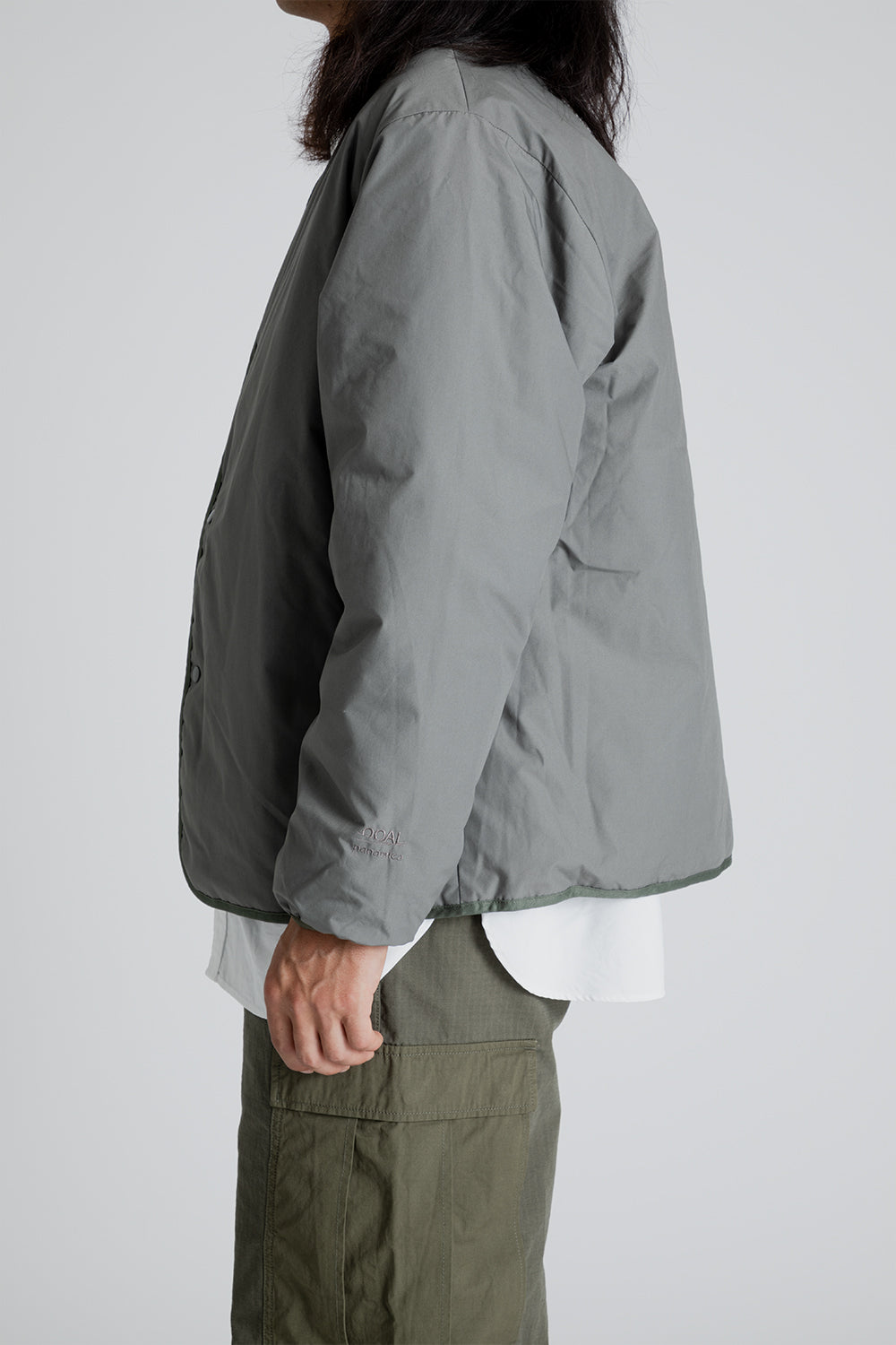 Nanamica Reversible Down Cardigan in Sage Green