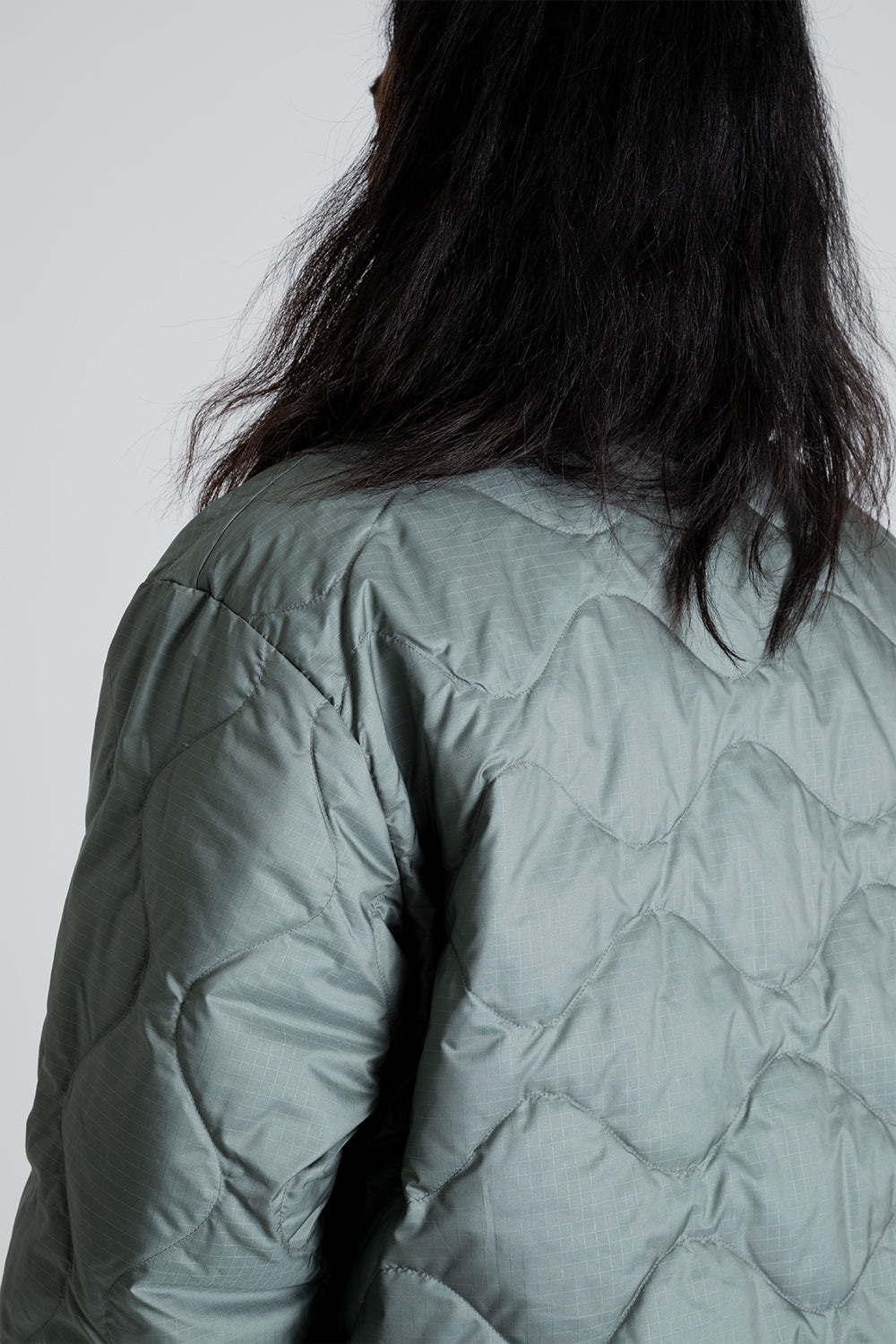 Nanamica Reversible Down Cardigan in Sage Green