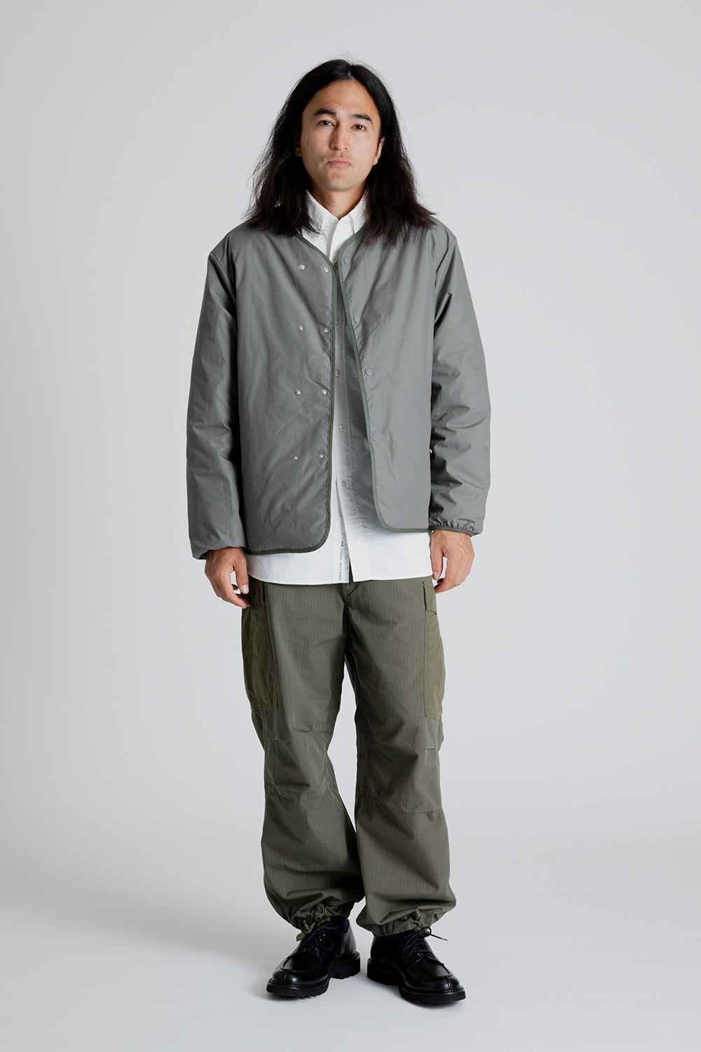 Nanamica Reversible Down Cardigan in Sage Green