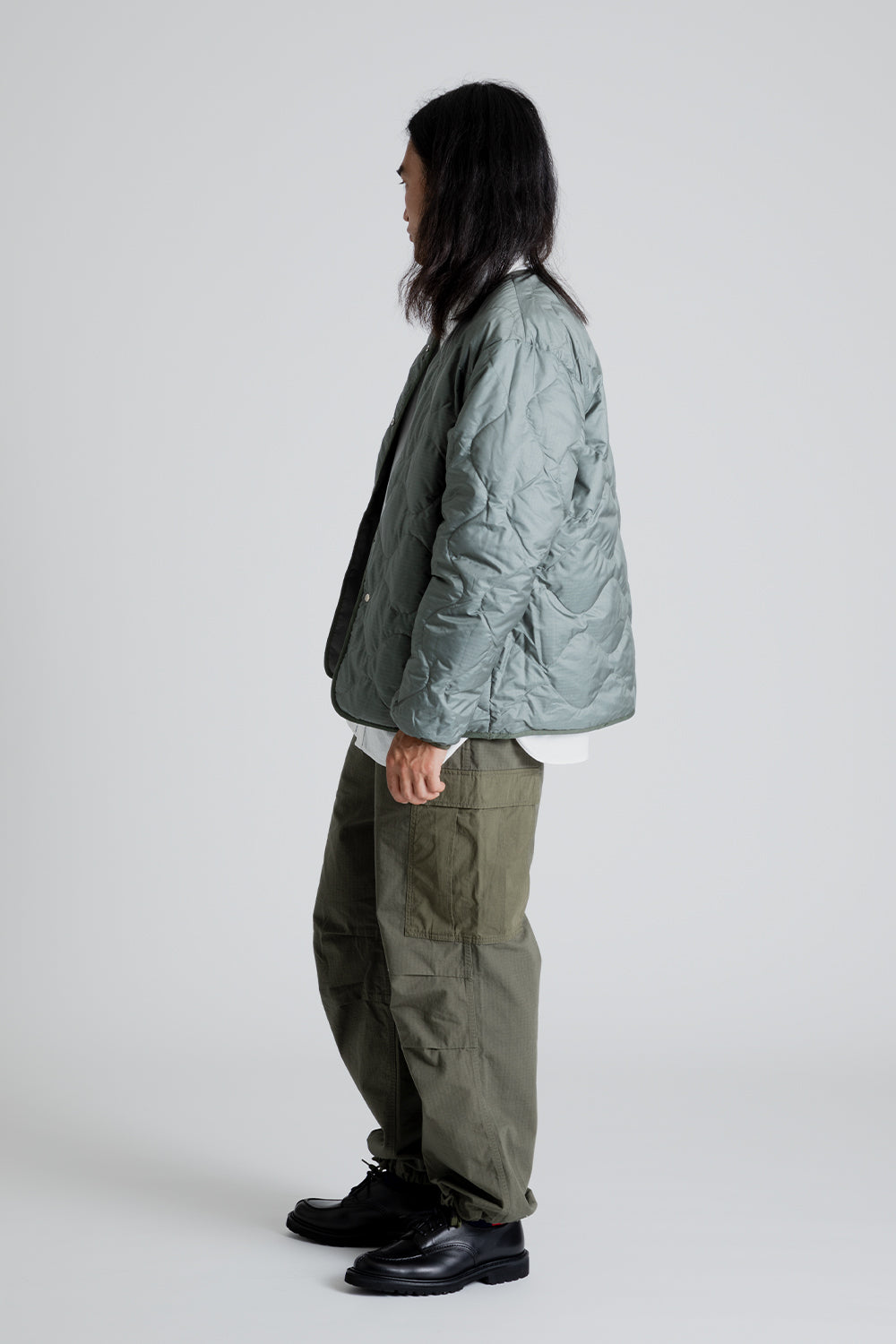 Nanamica Reversible Down Cardigan in Sage Green