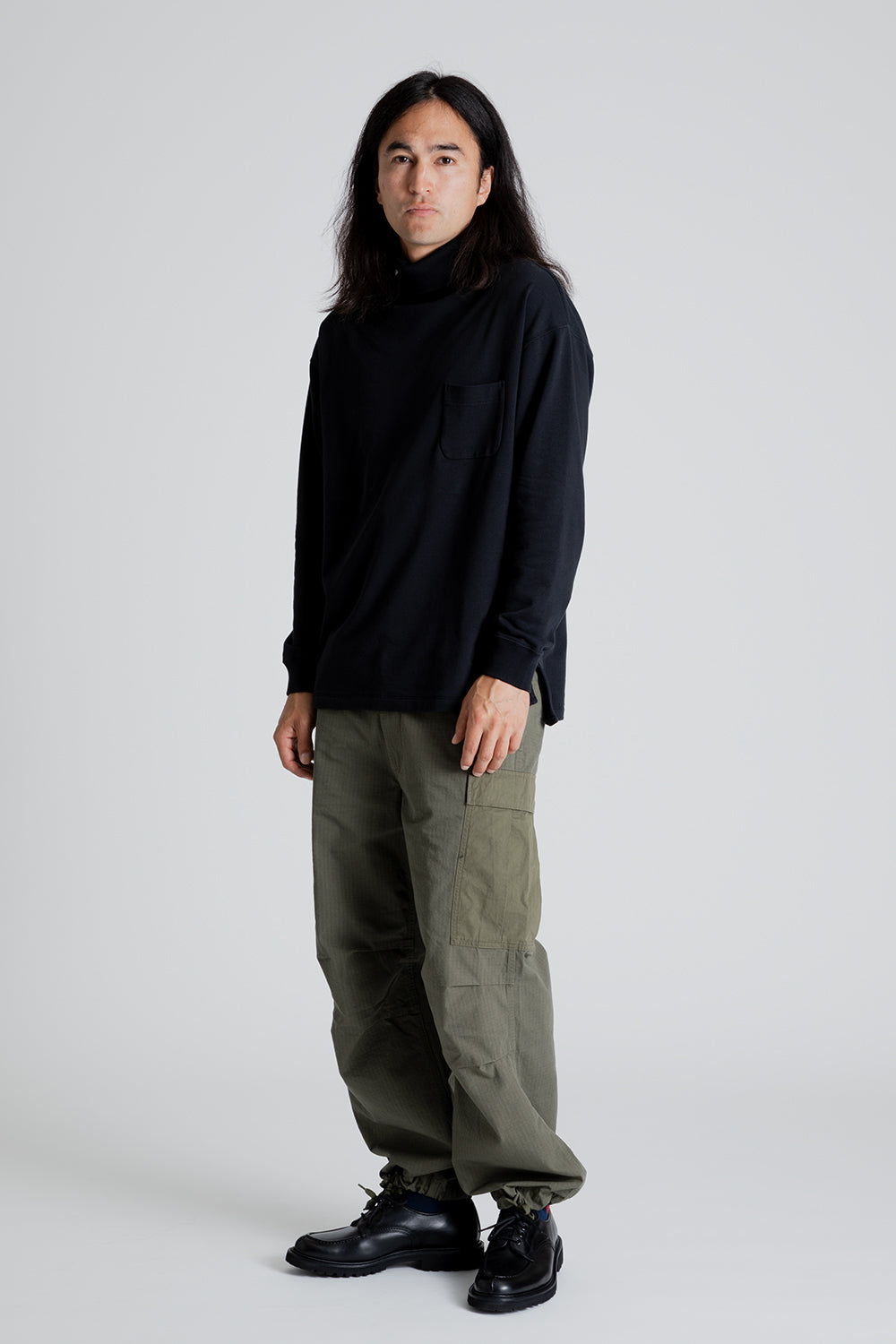 Nanamica Turtle Neck L/S Tee in Black