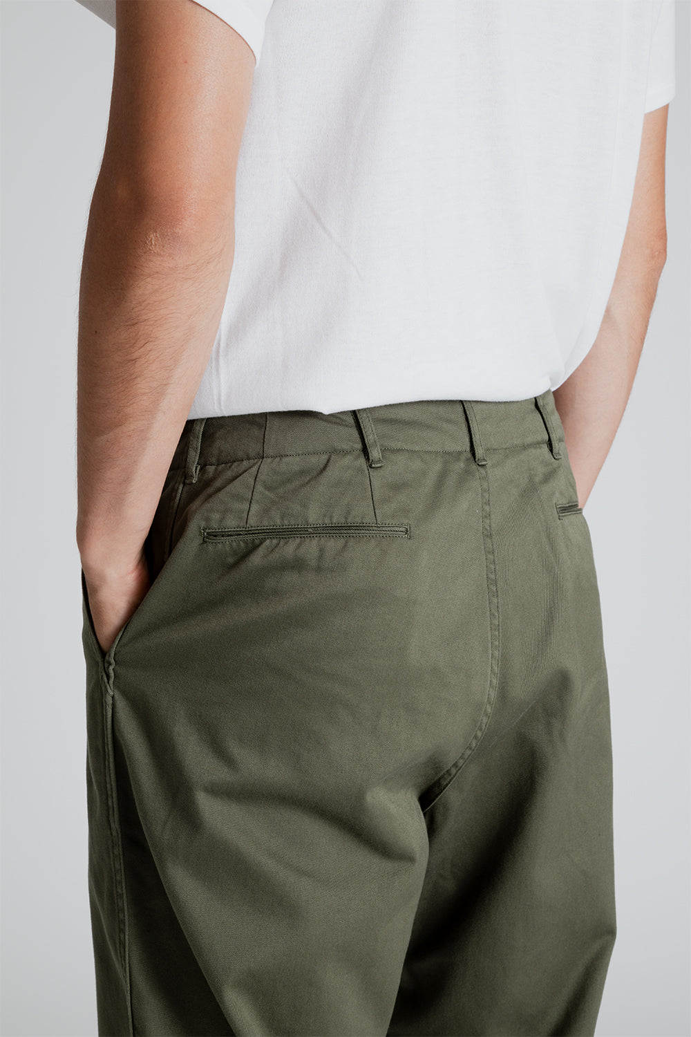 Nanamica Wide Chino Pants in Moss Green
