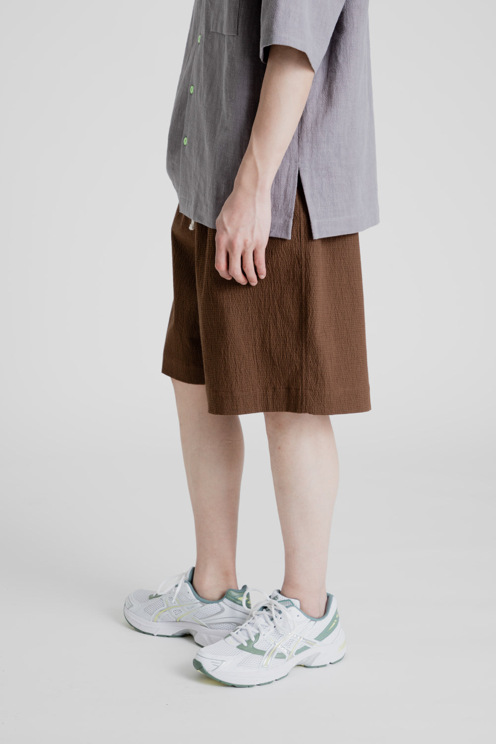 S.K Manor Hill Barrack Shorts in Brown Puckered