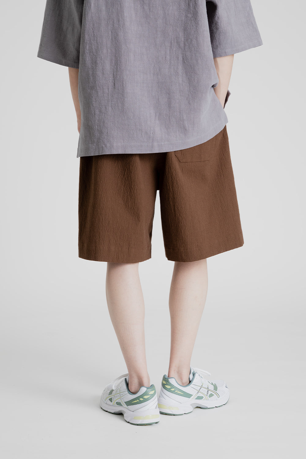 S.K Manor Hill Barrack Shorts in Brown Puckered