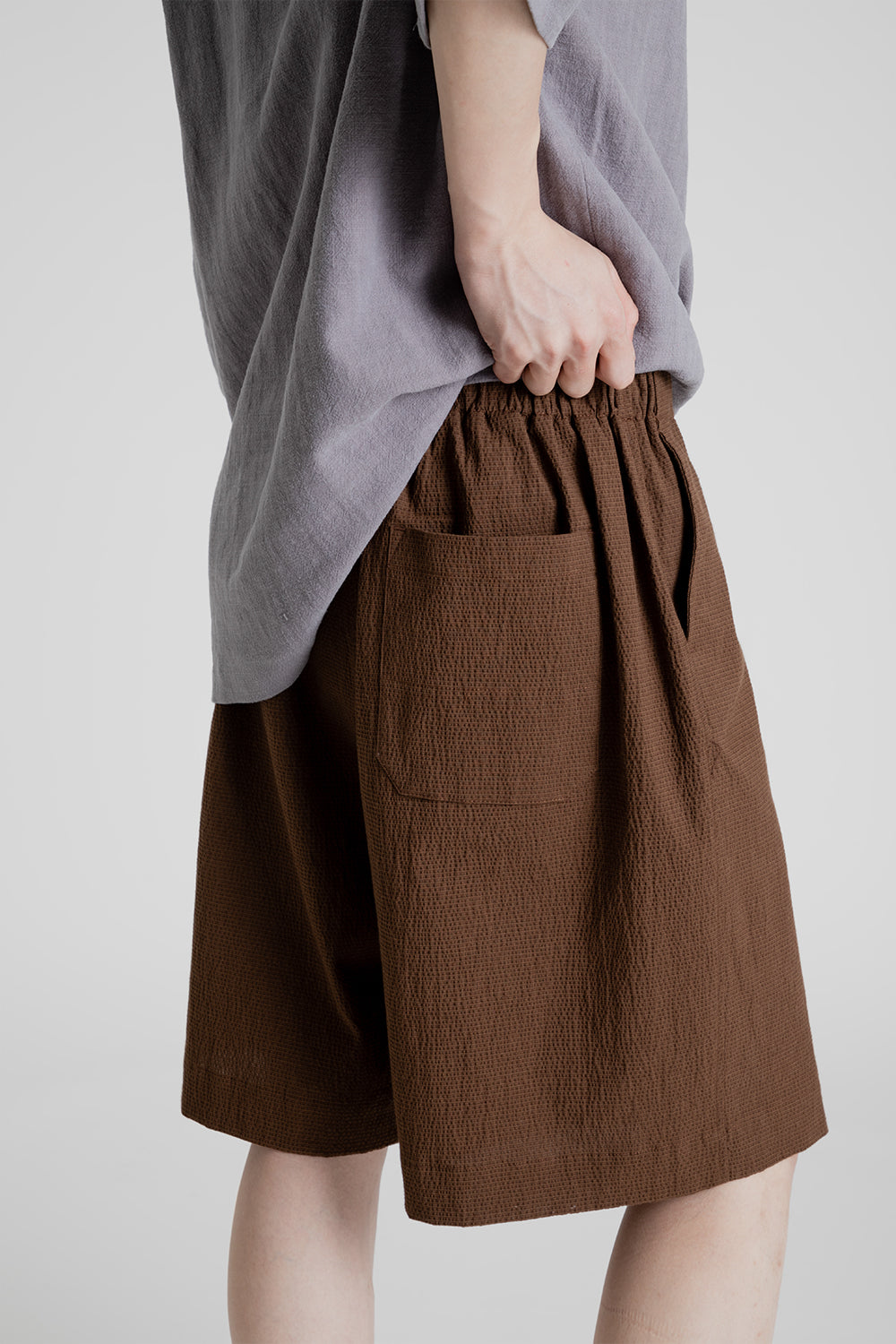 S.K Manor Hill Barrack Shorts in Brown Puckered