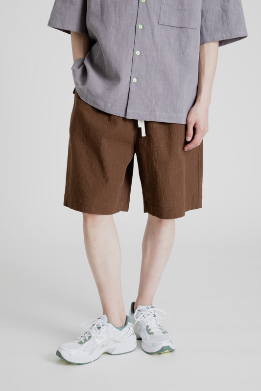 S.K Manor Hill Barrack Shorts in Brown Puckered