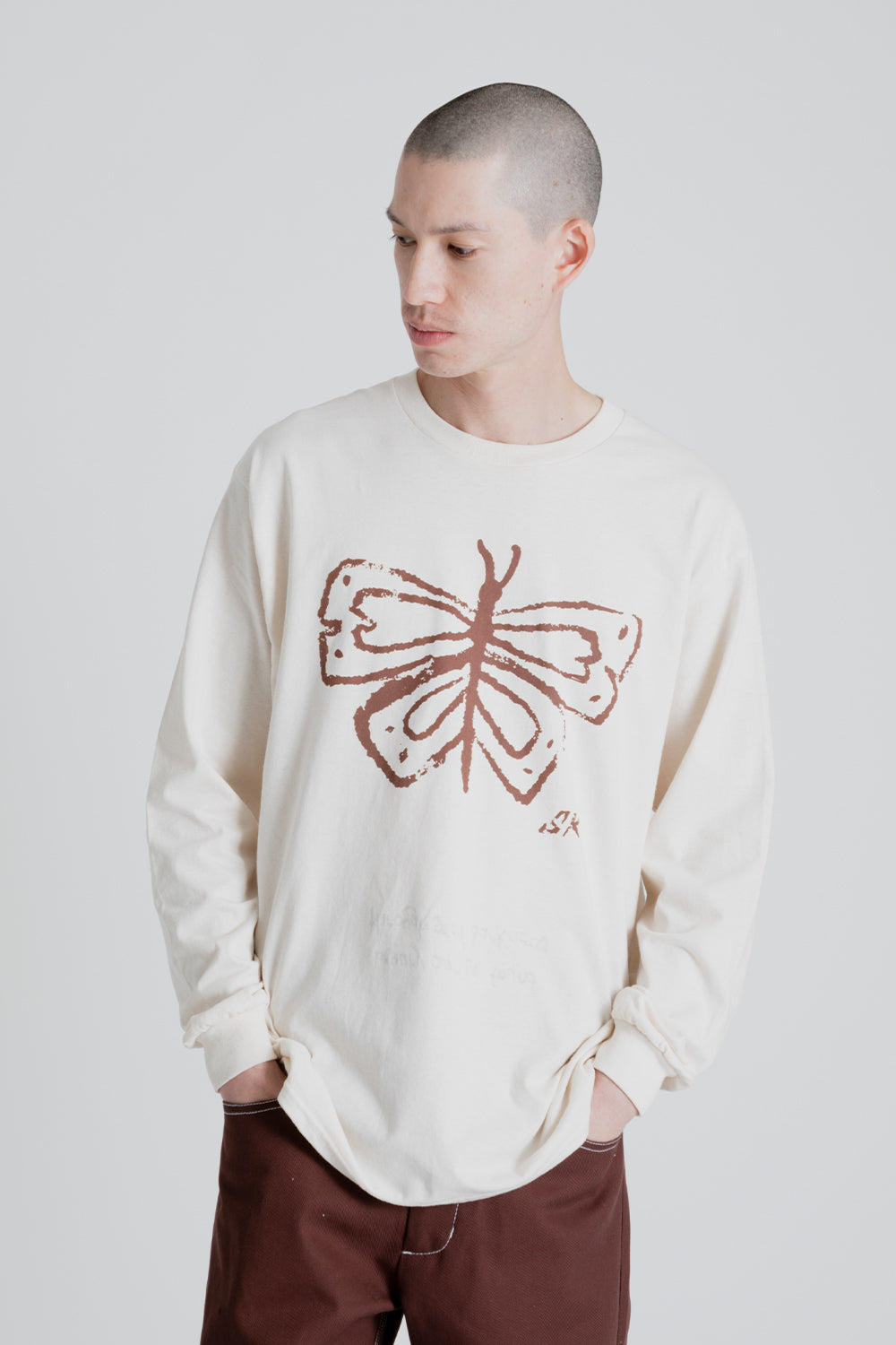 S.K. Manor Hill LS Butterfly T-Shirt in Natural