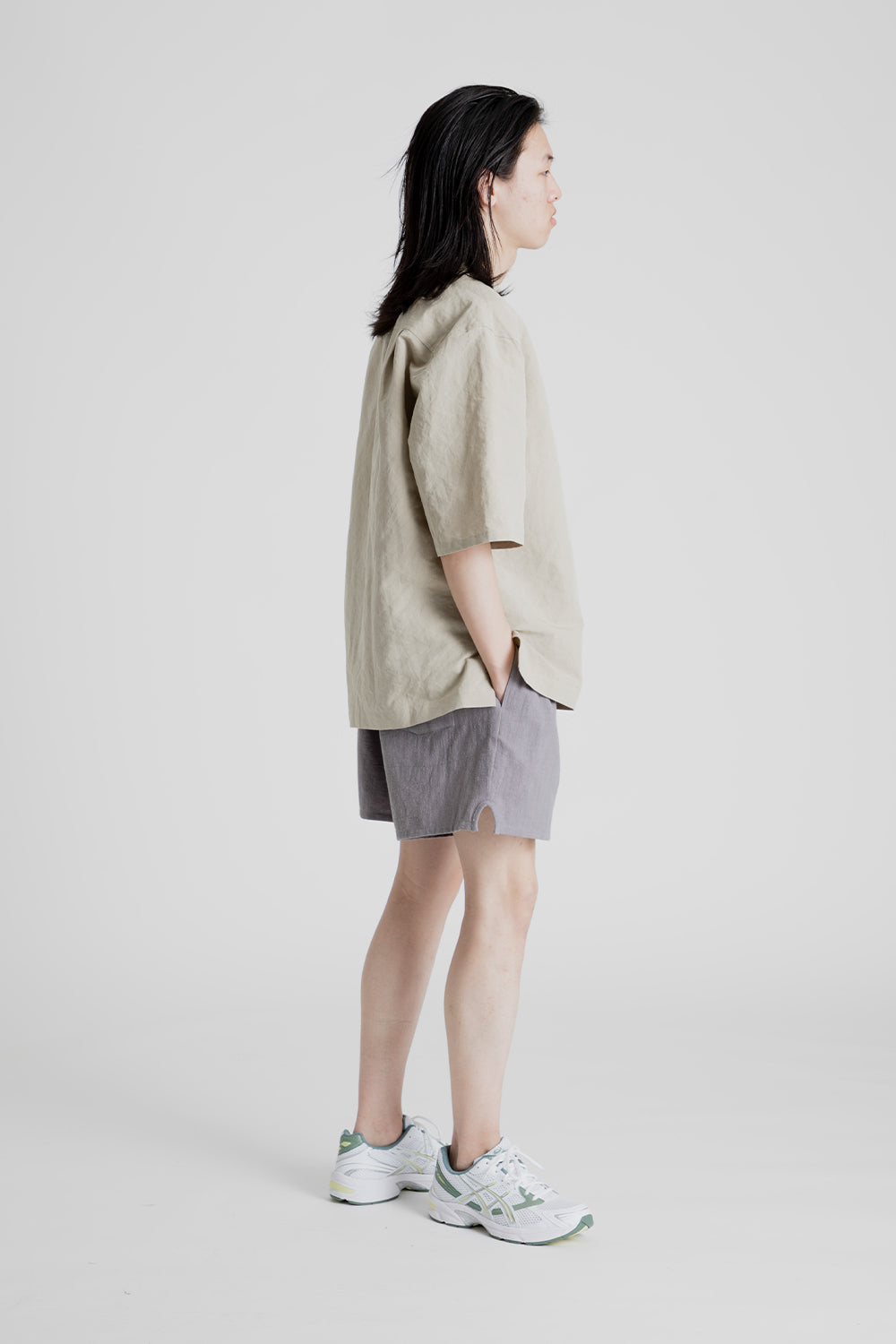 S.K Manor Hill MT Shorts in Grey Ramie