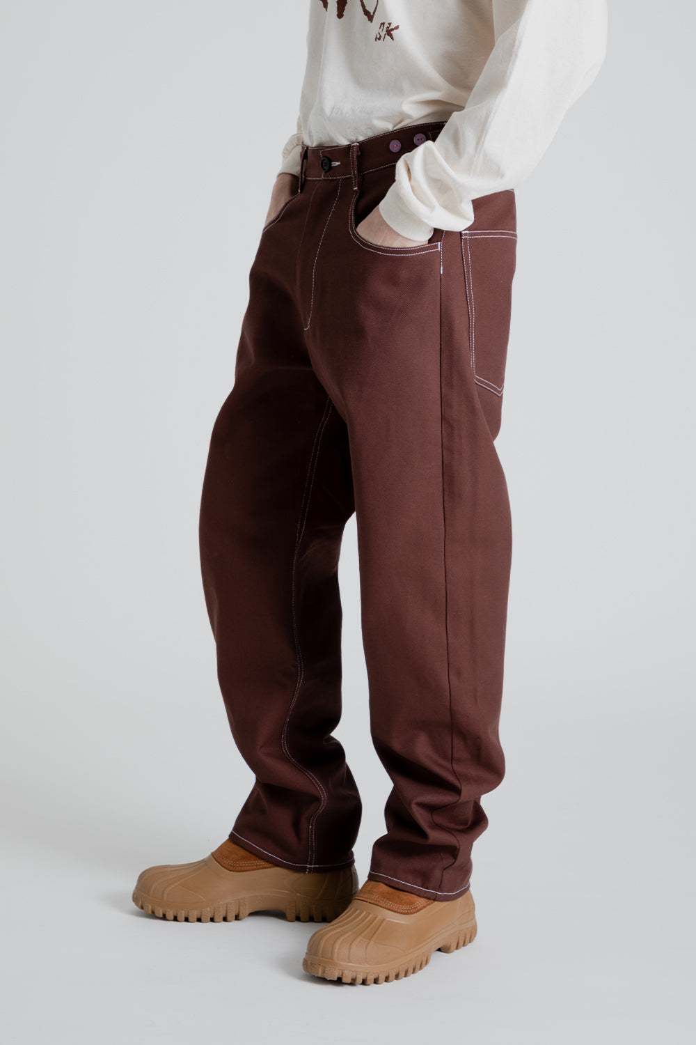 S.K. Manor Hill Ranch Pant in Brown Cotton Twill