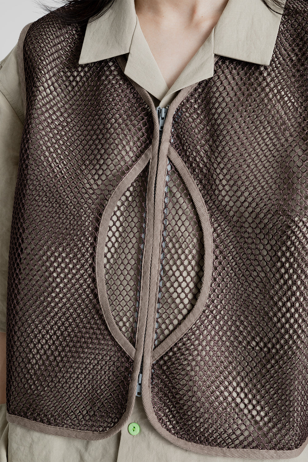 S.K Manor Hill Trapper Vest in Brown Mesh Poly