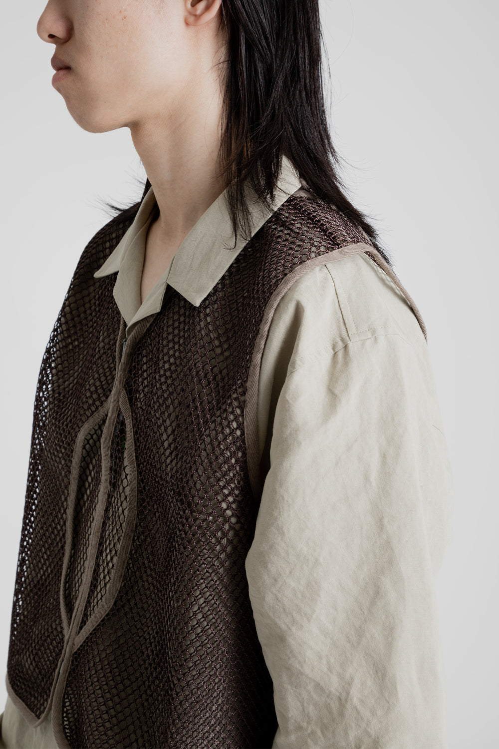 S.K Manor Hill Trapper Vest in Brown Mesh Poly