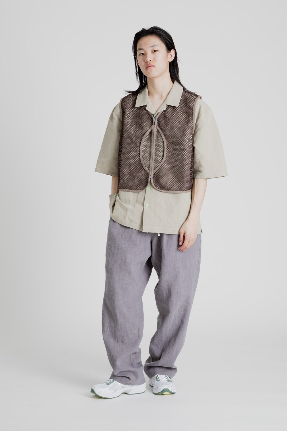 S.K Manor Hill Trapper Vest in Brown Mesh Poly
