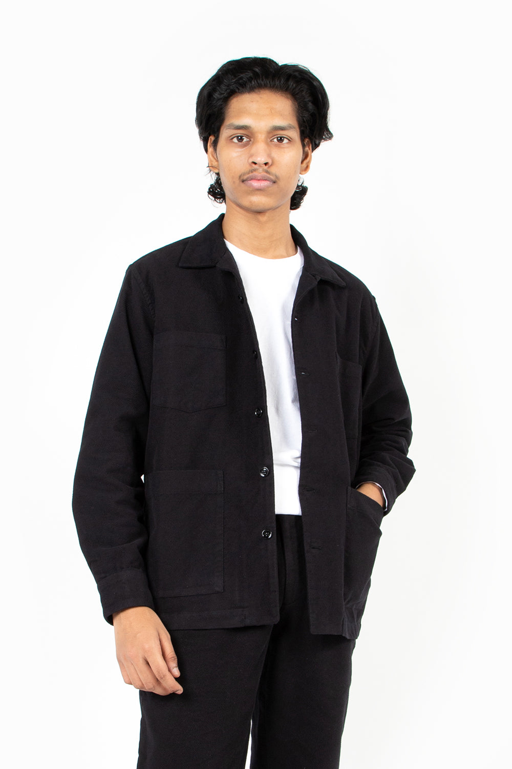 schnayderman's overshirt boxy moleskine twill black
