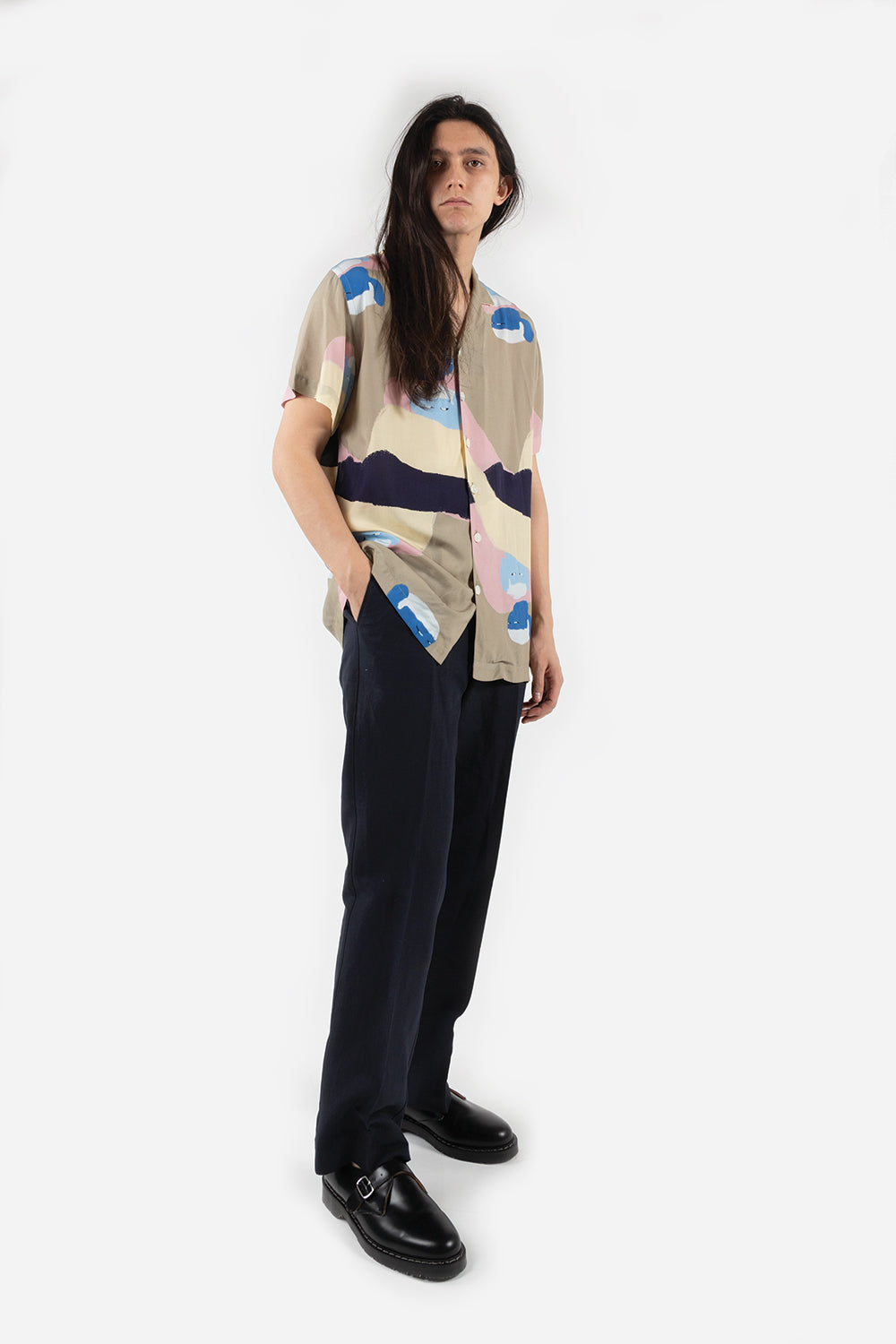 Schnaydermans-shirt-notch-SS-peoples-print-cream-pink