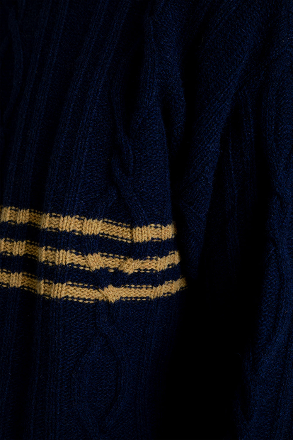 Schnayderman's Cropped Cable Sweater in Dark Blue / Yellow