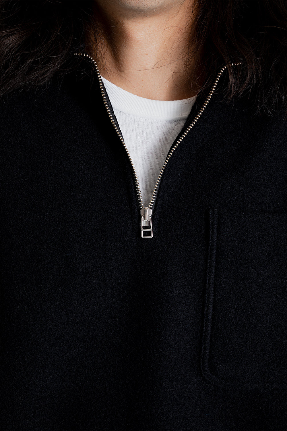 Schnayderman's Half Zip Boiled Wool in Black