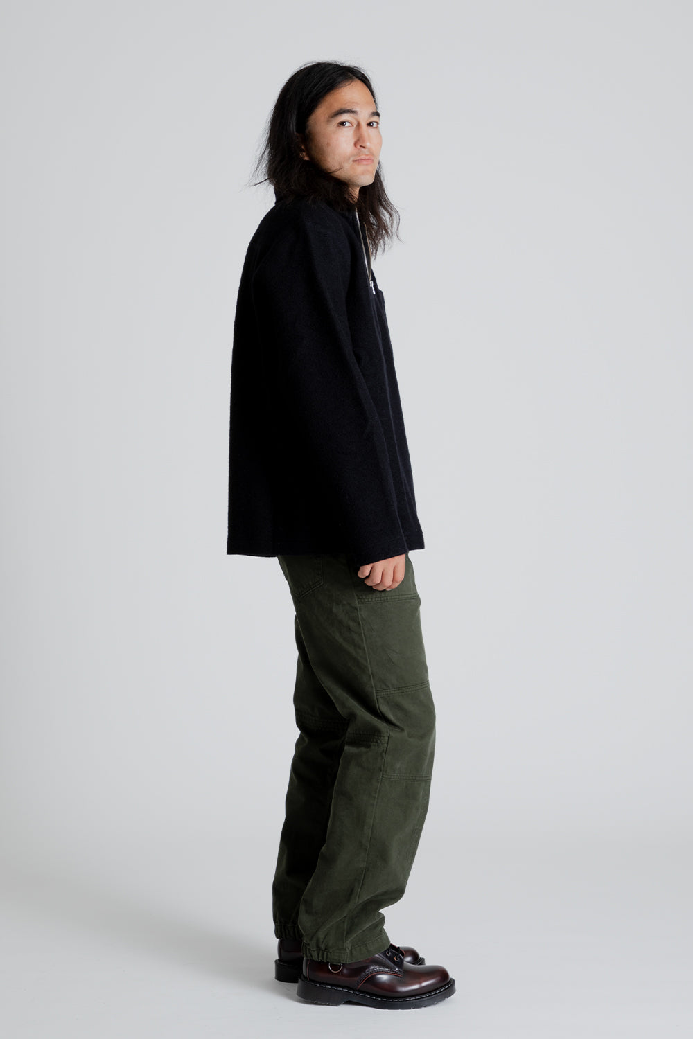 Schnayderman's Half Zip Boiled Wool in Black