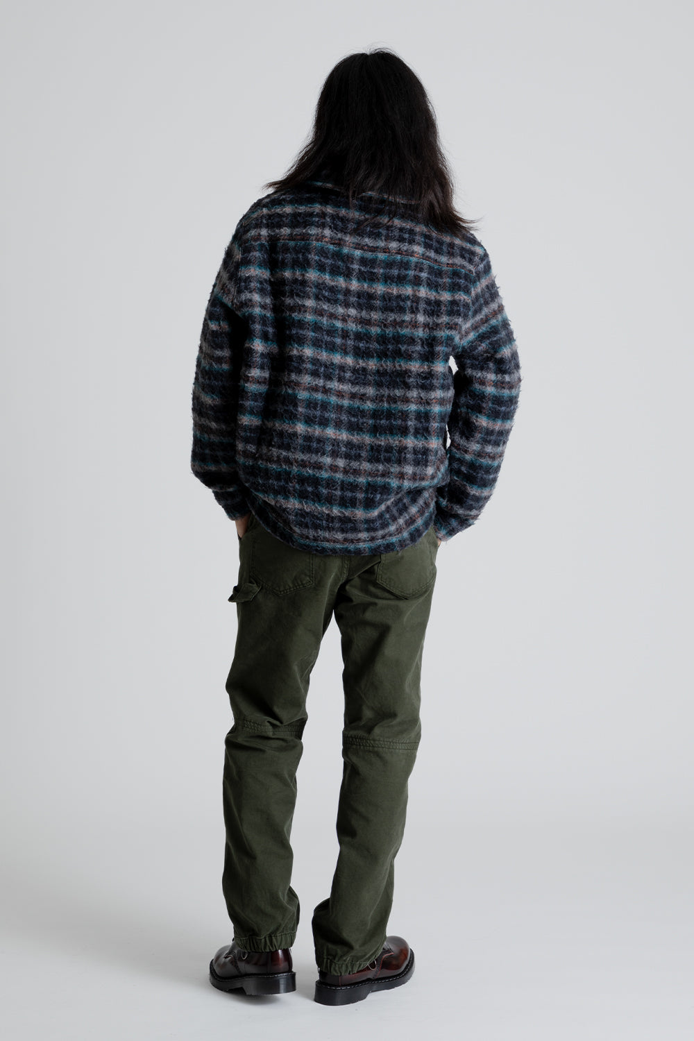 Schnayderman's Half Zip Wool Check in Grey/Blue/Orange