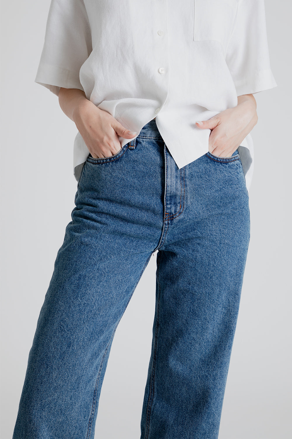 Uniform Bridge Women's Boyfriend Denim Pants in Light Indigo