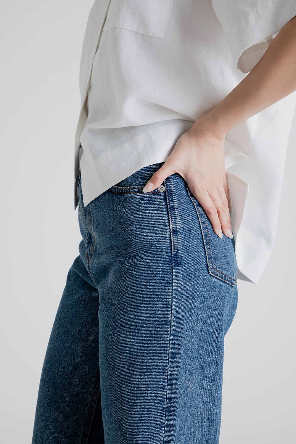 Uniform Bridge Women's Boyfriend Denim Pants in Light Indigo