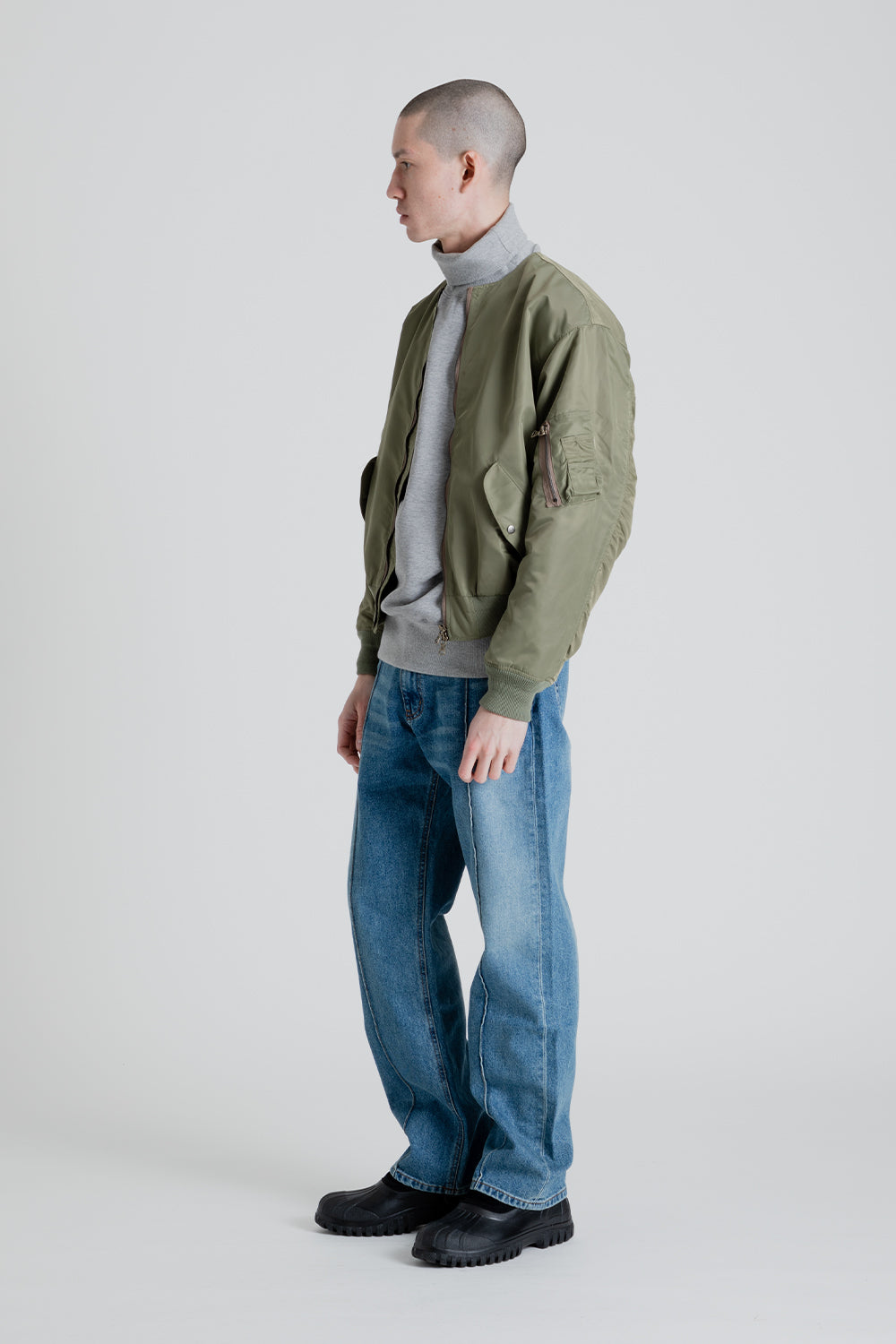 Uniform Bridge No Collar MA-1 Jacket in Olive