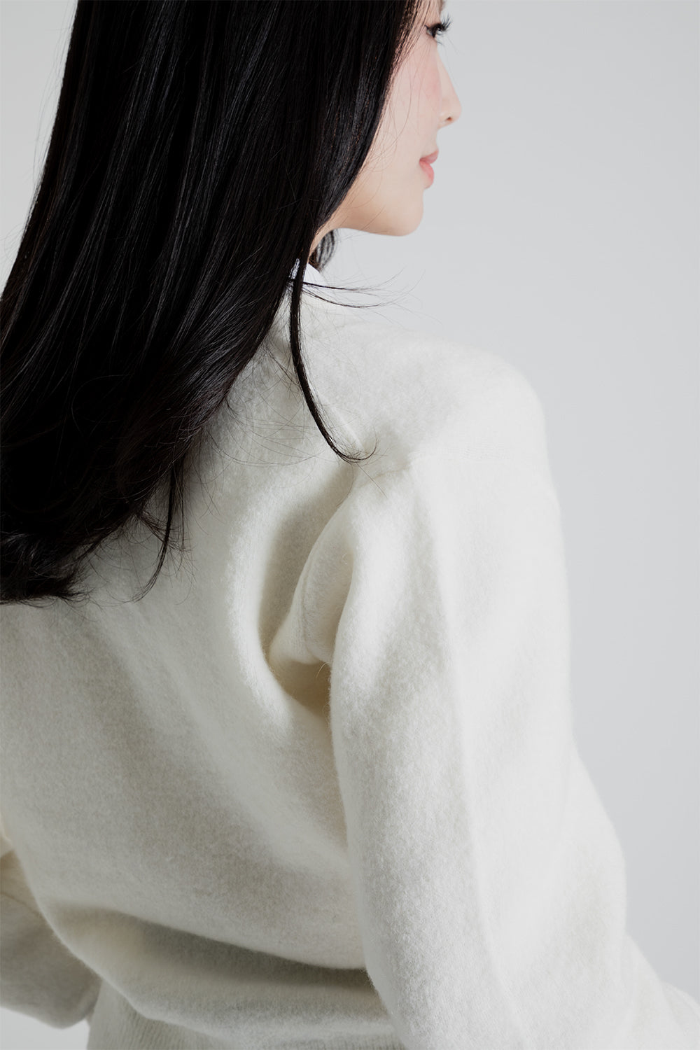 Uniform Bridge Women's V Neck Knit Cardigan in Ivory