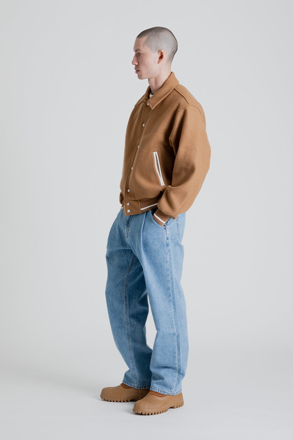 Uniform Bridge Varsity Blouson in Beige