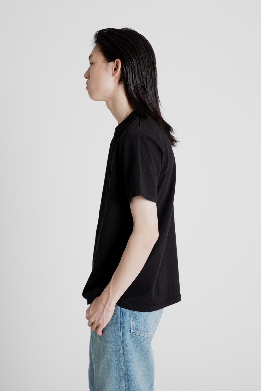 Velva Sheen Pigment Dyed Pocket Tee in Jet Black