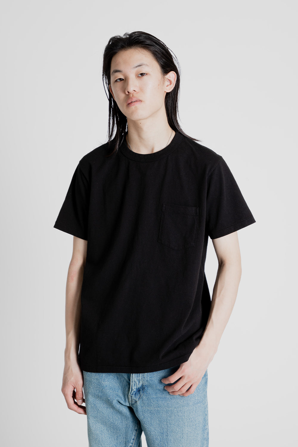 Velva Sheen Pigment Dyed Pocket Tee in Jet Black