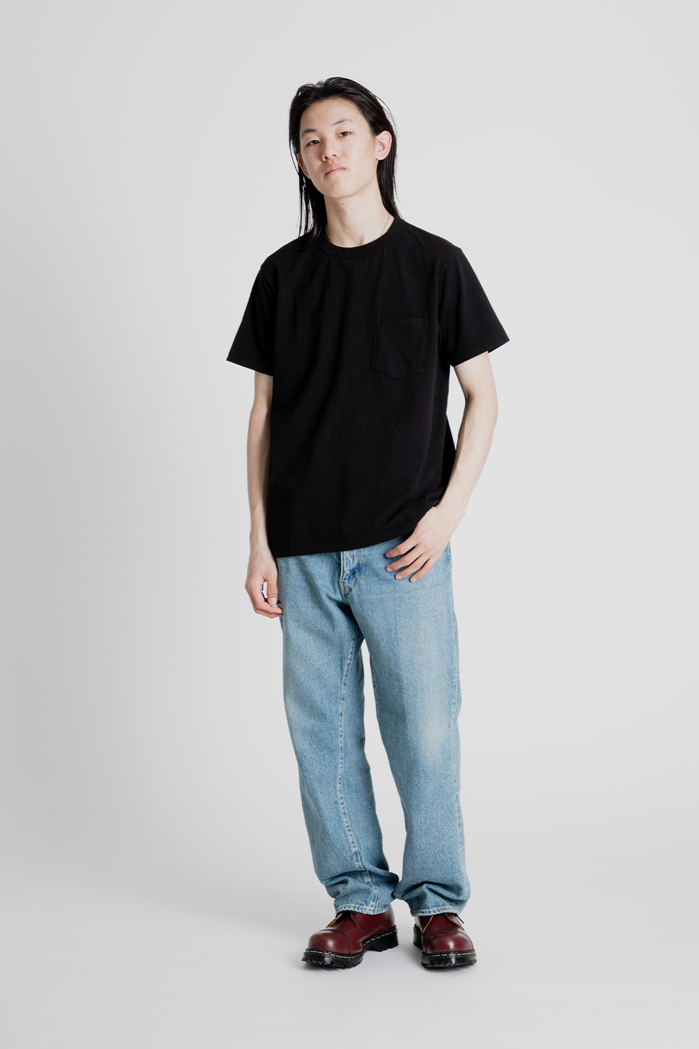 Velva Sheen Pigment Dyed Pocket Tee in Jet Black