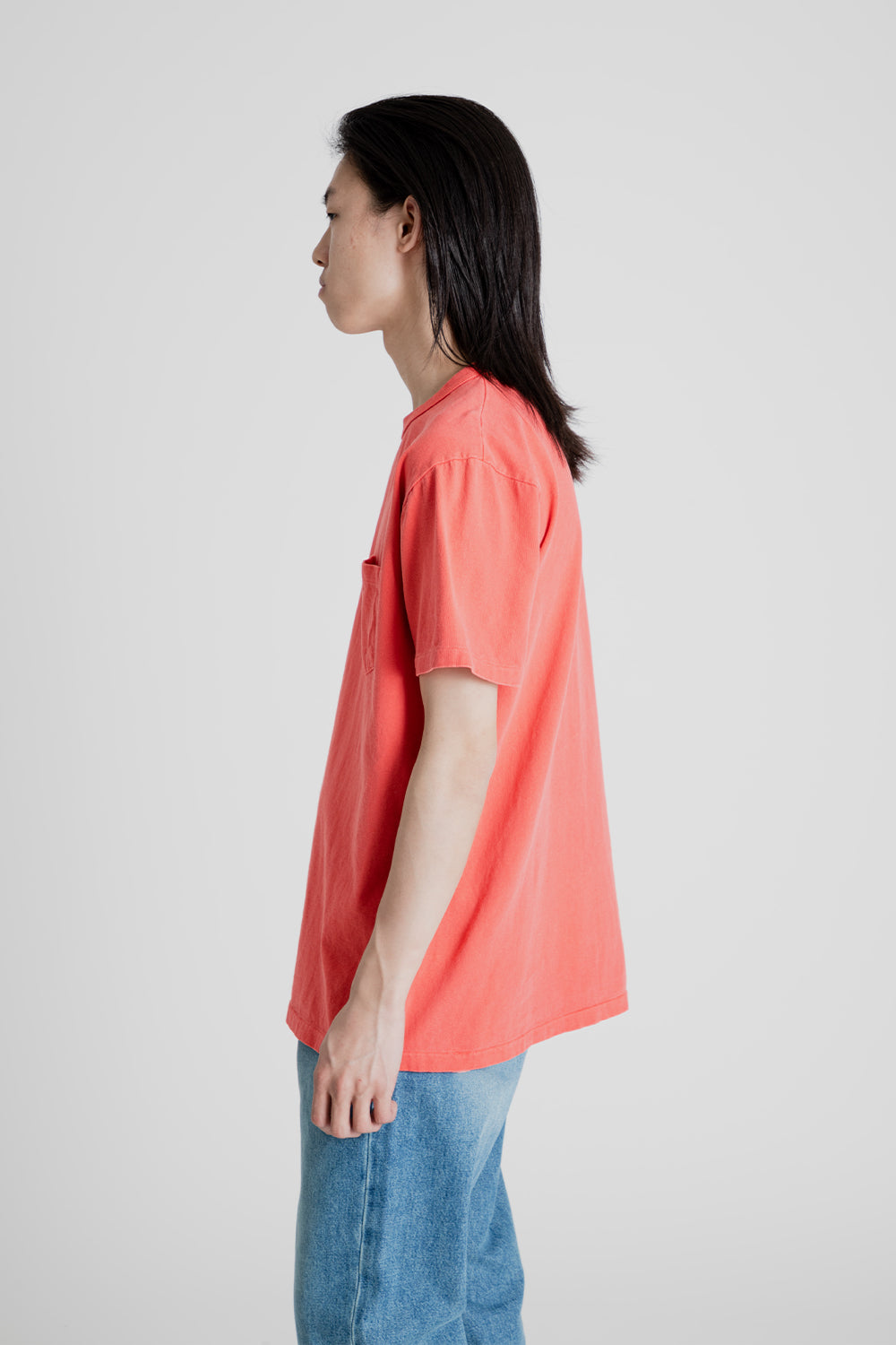 Velva Sheen Pigment Dyed Pocket Tee in Raspberry