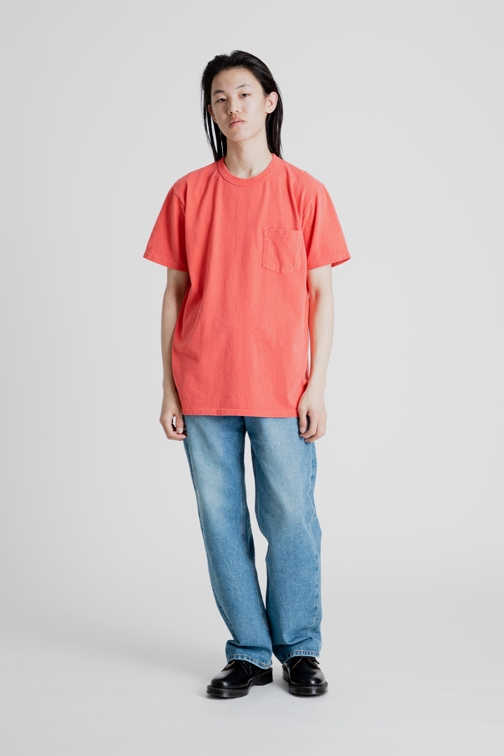 Velva Sheen Pigment Dyed Pocket Tee in Raspberry