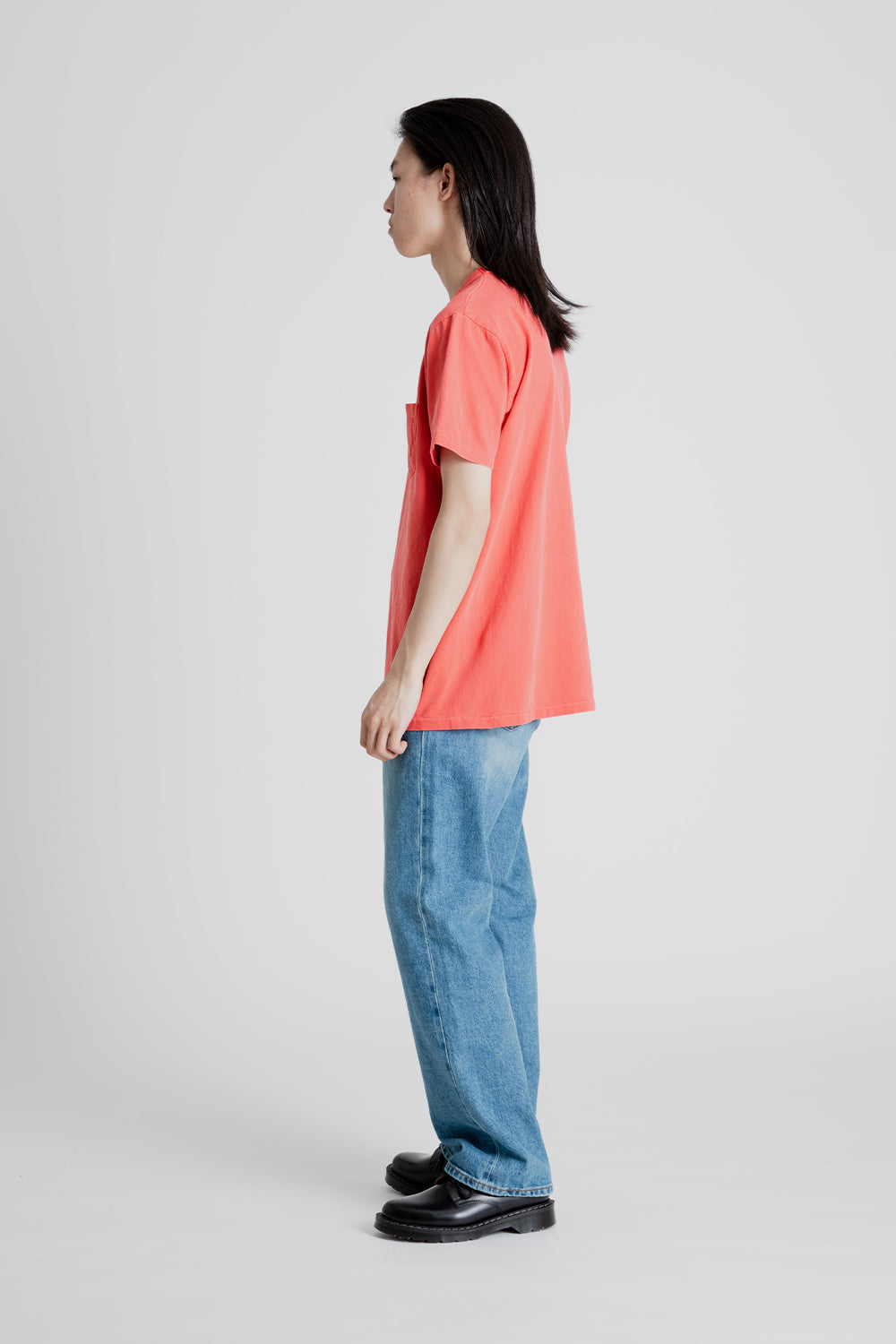 Velva Sheen Pigment Dyed Pocket Tee in Raspberry