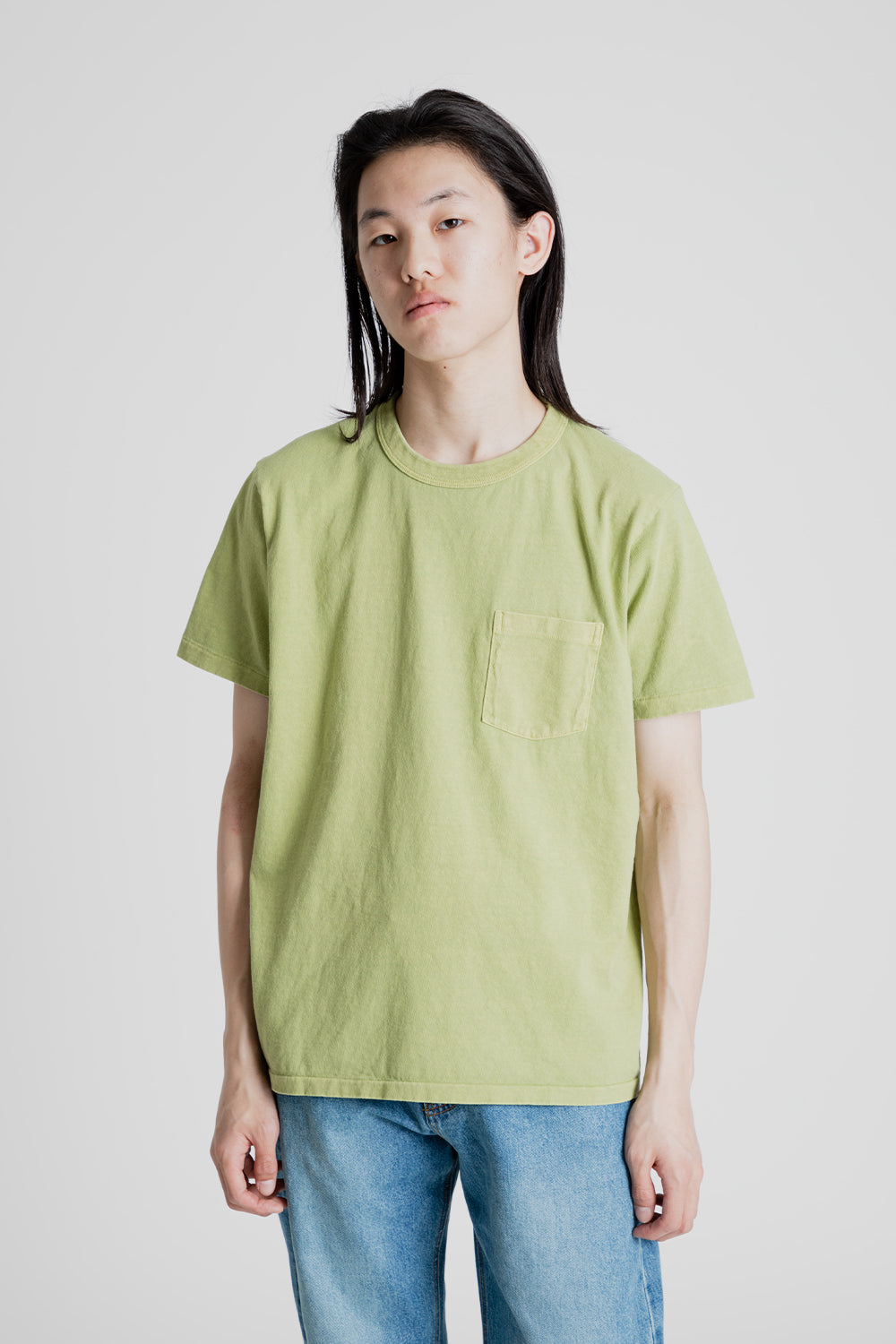 Velva Sheen Pigment Dyed Pocket Tee in V.Green