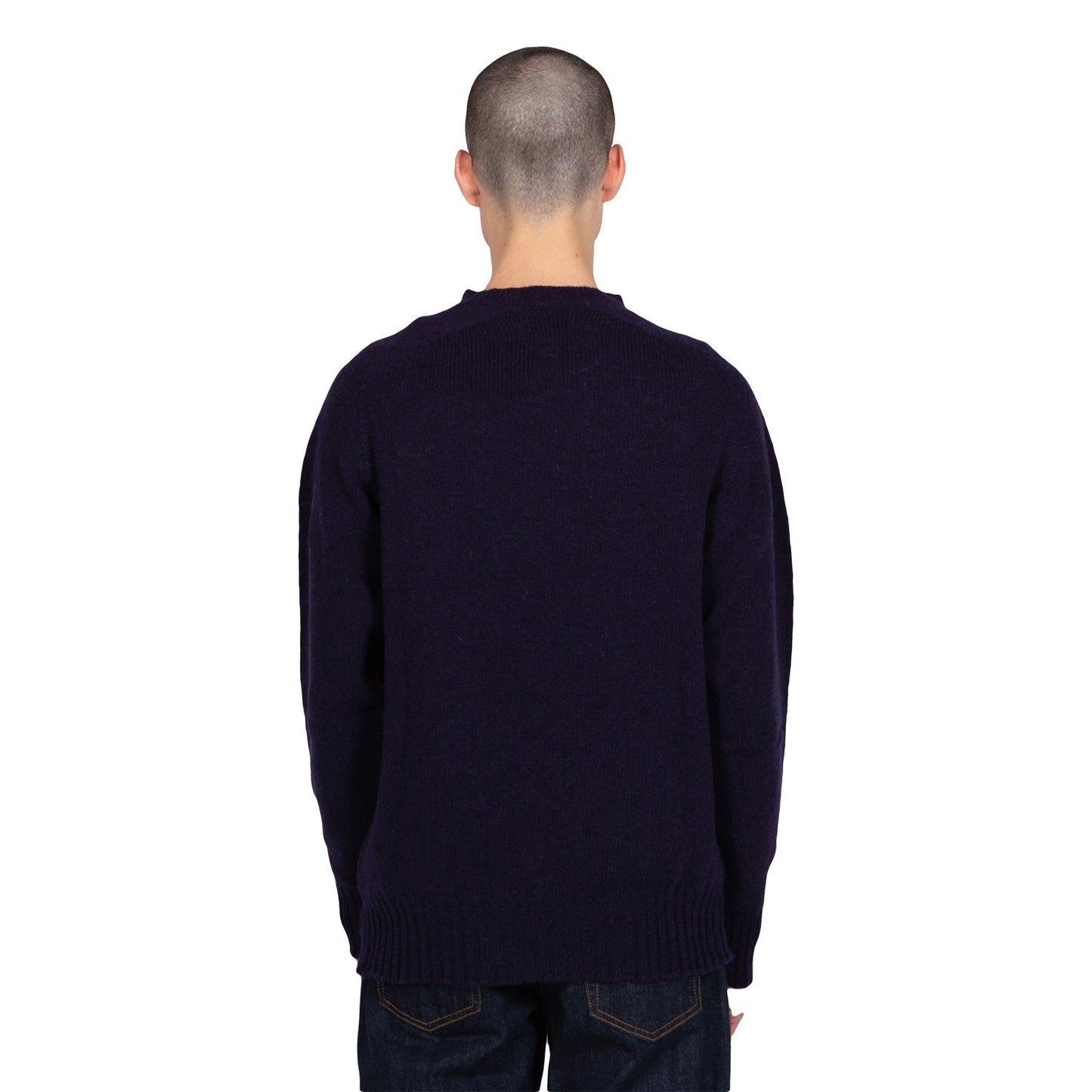 Albam Seamless Raglan Shetland Sweater Sweatshirt Navy