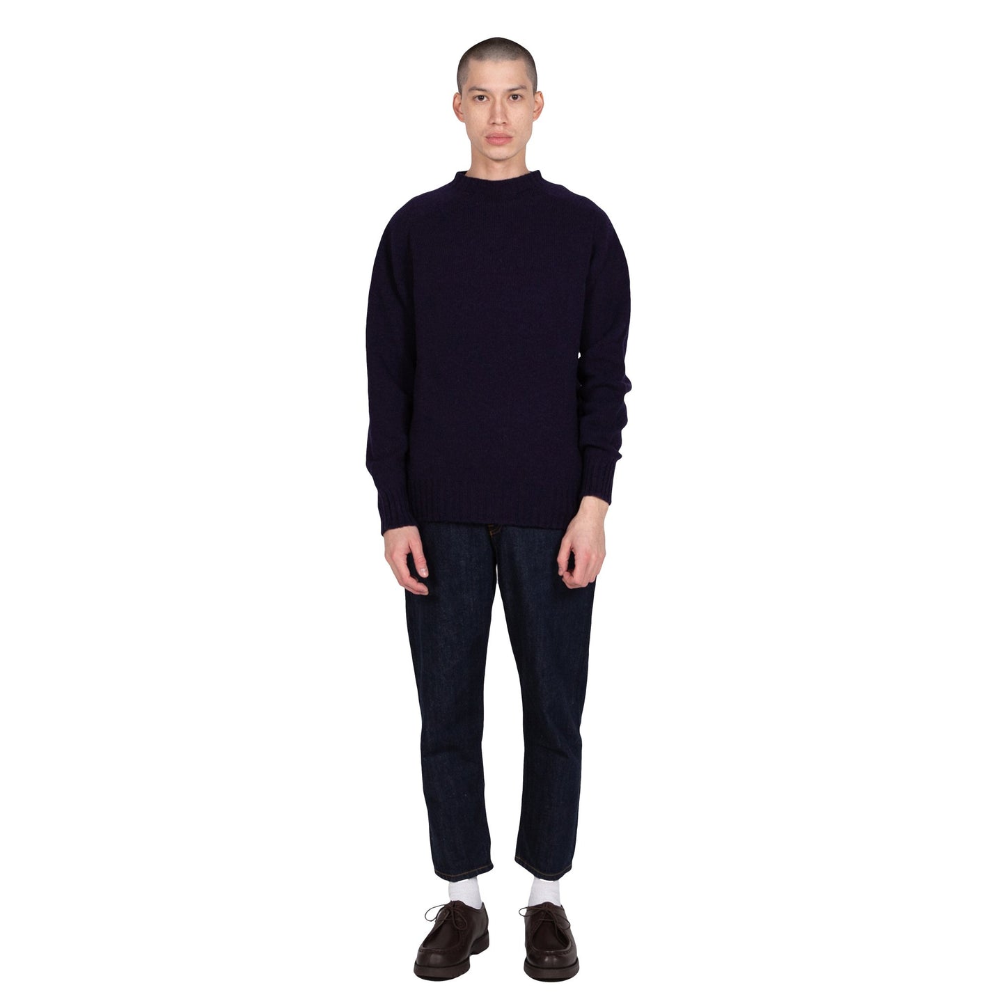 Albam Seamless Raglan Shetland Sweater Sweatshirt Navy