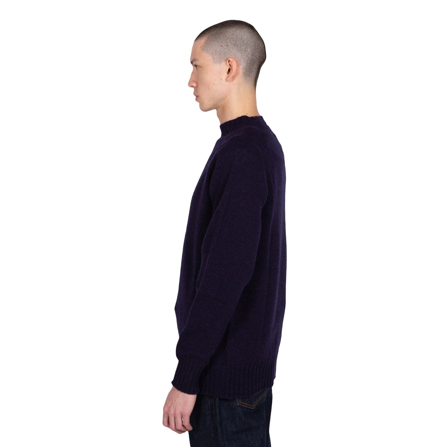 Albam Seamless Raglan Shetland Sweater Sweatshirt Navy