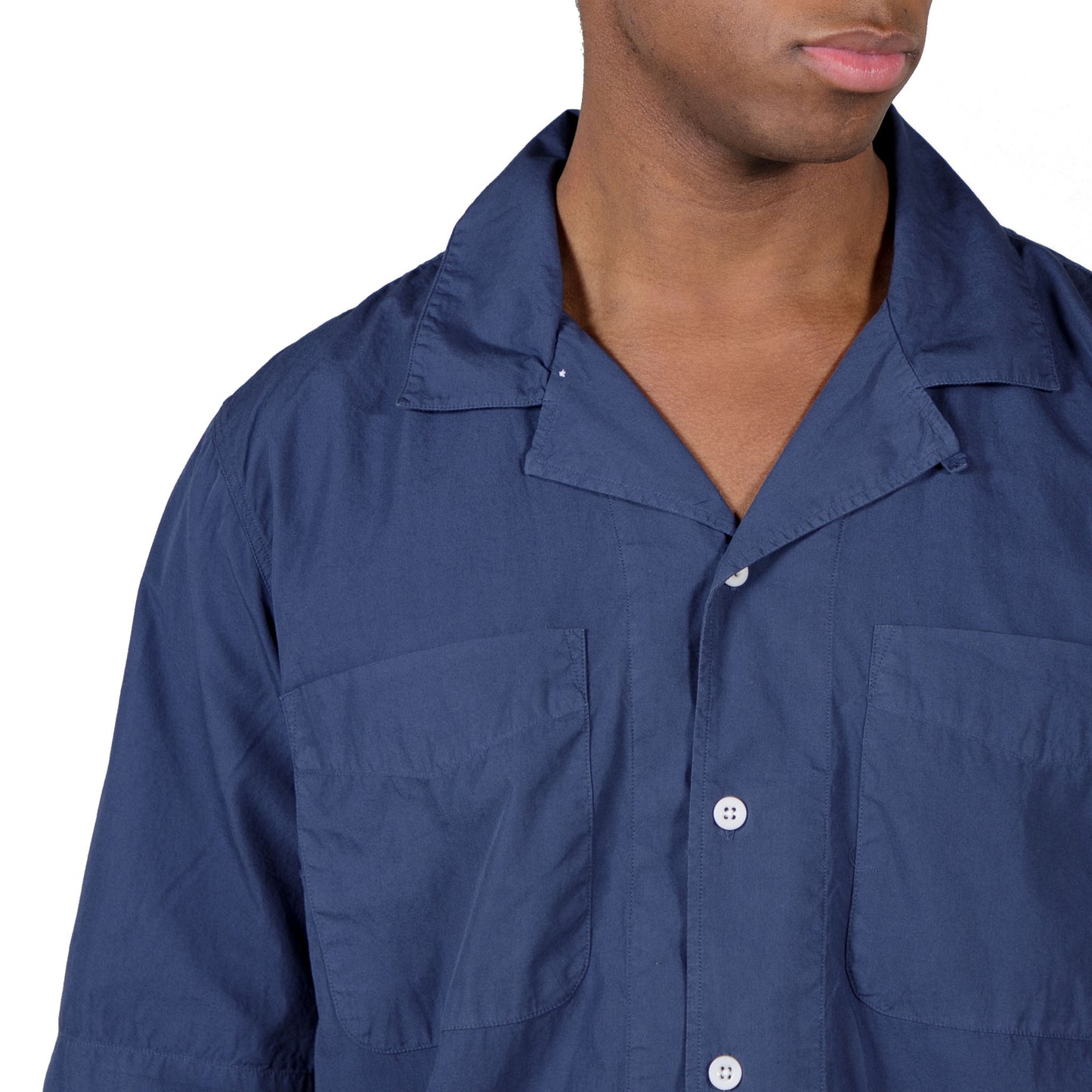 Albam SS Revere Collar Shirt in Navy