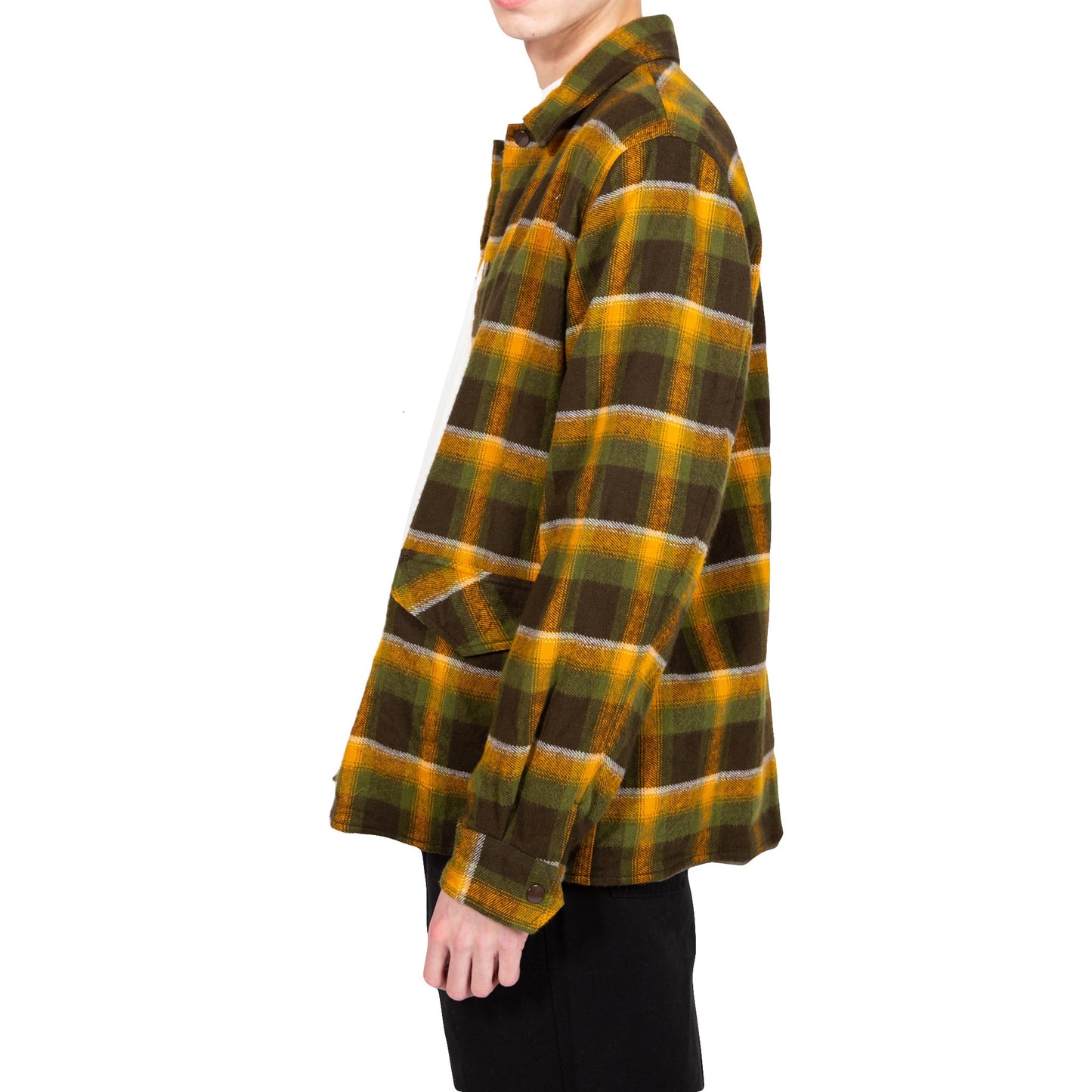 August Fifteenth Vermont Jacket Plaid Green Brown Yellow Front