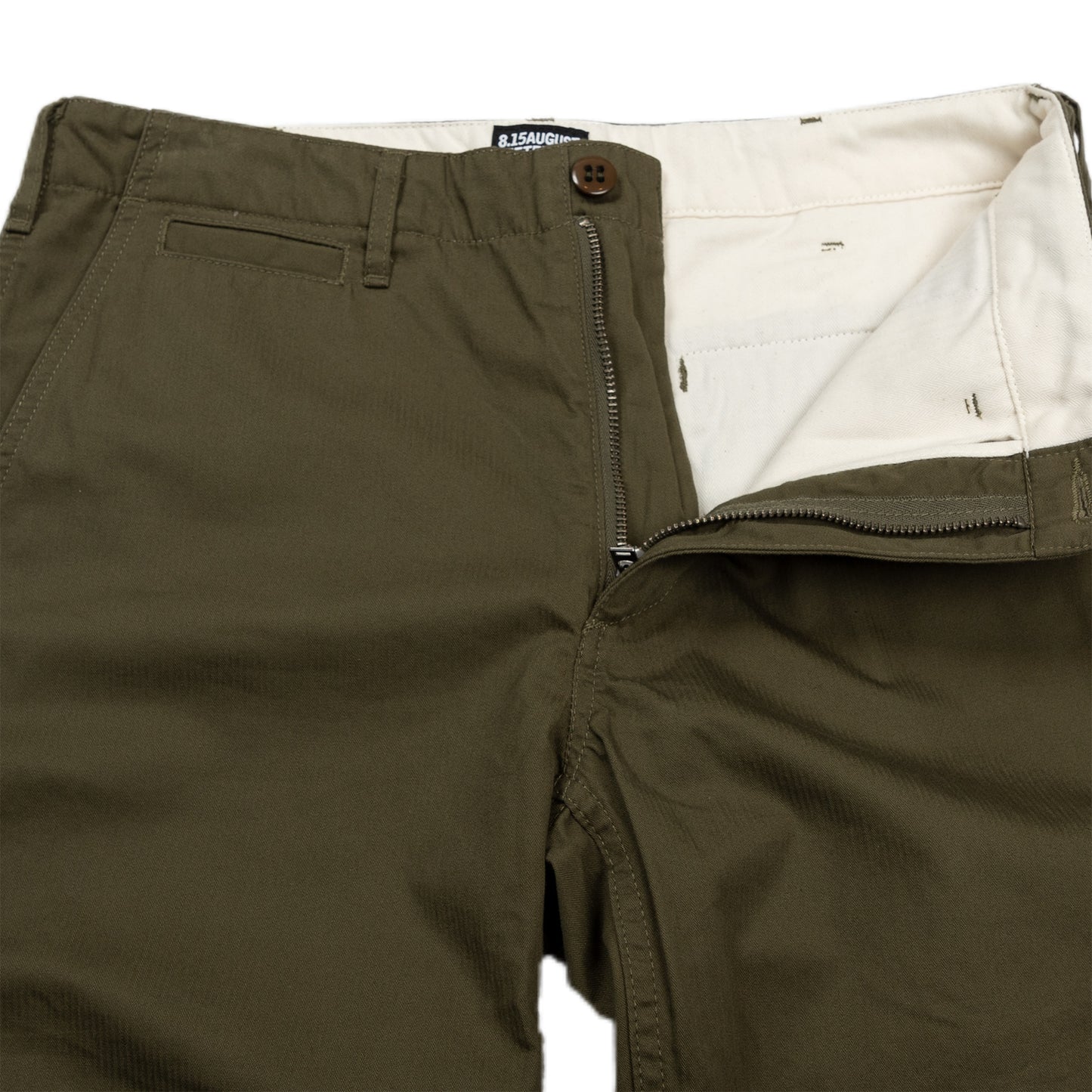 August Fifteenth Herringbone Chino Pant Waist Detail
